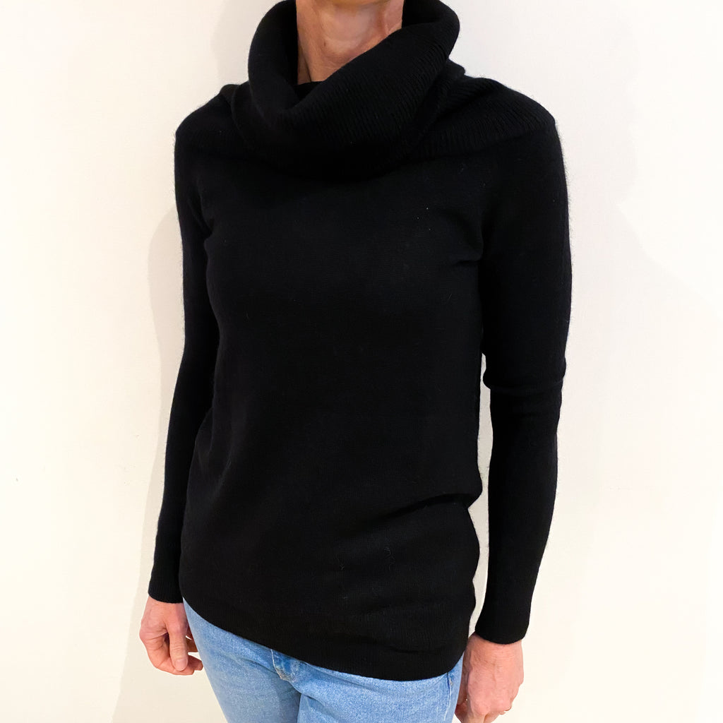 Black Cashmere Cowl Neck Jumper Small