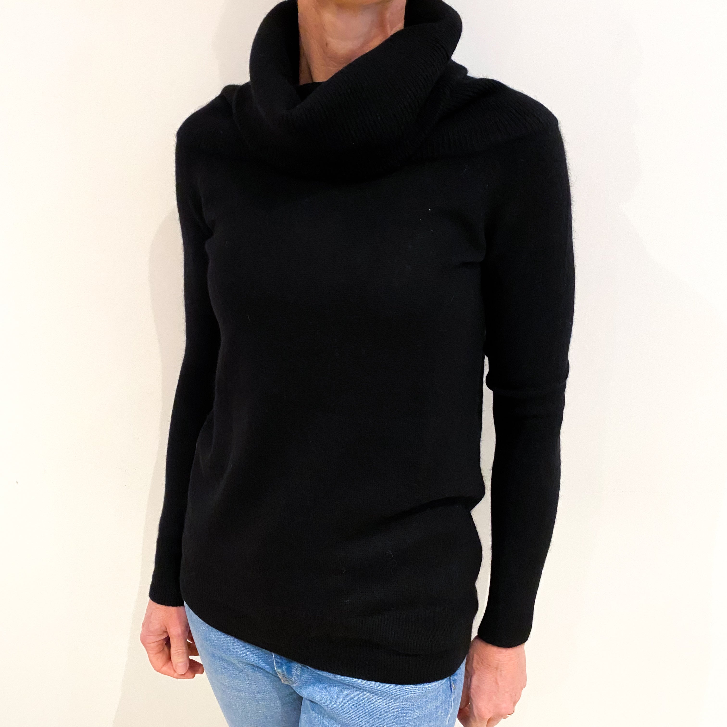 Black Cashmere Cowl Neck Jumper Small