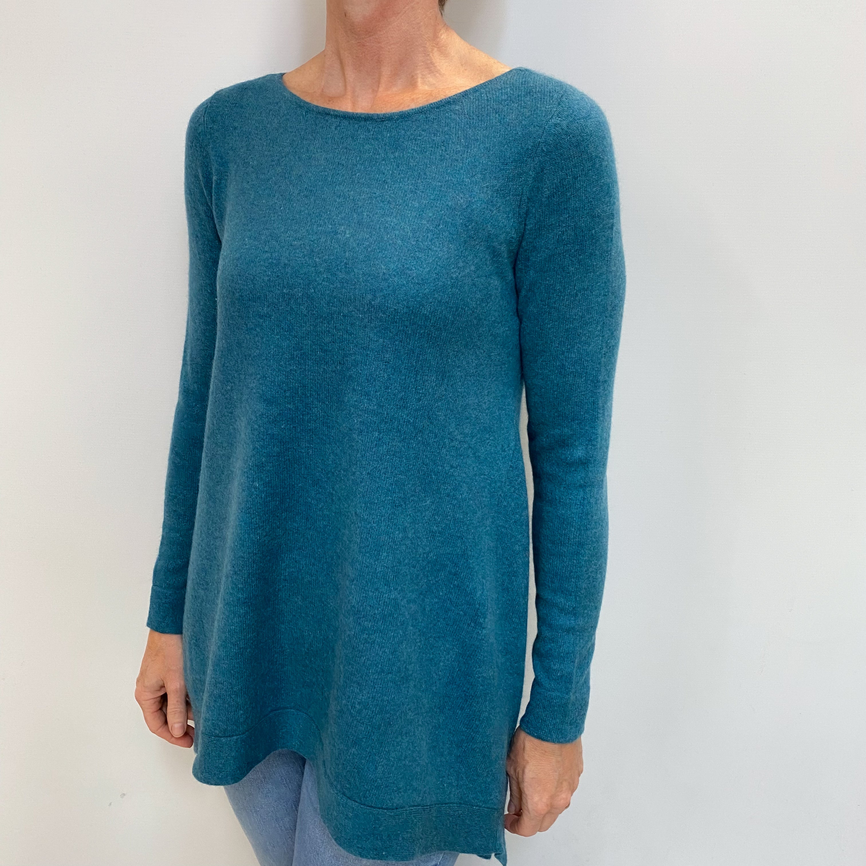 Aqua Blue Cashmere Crew Neck Jumper Small