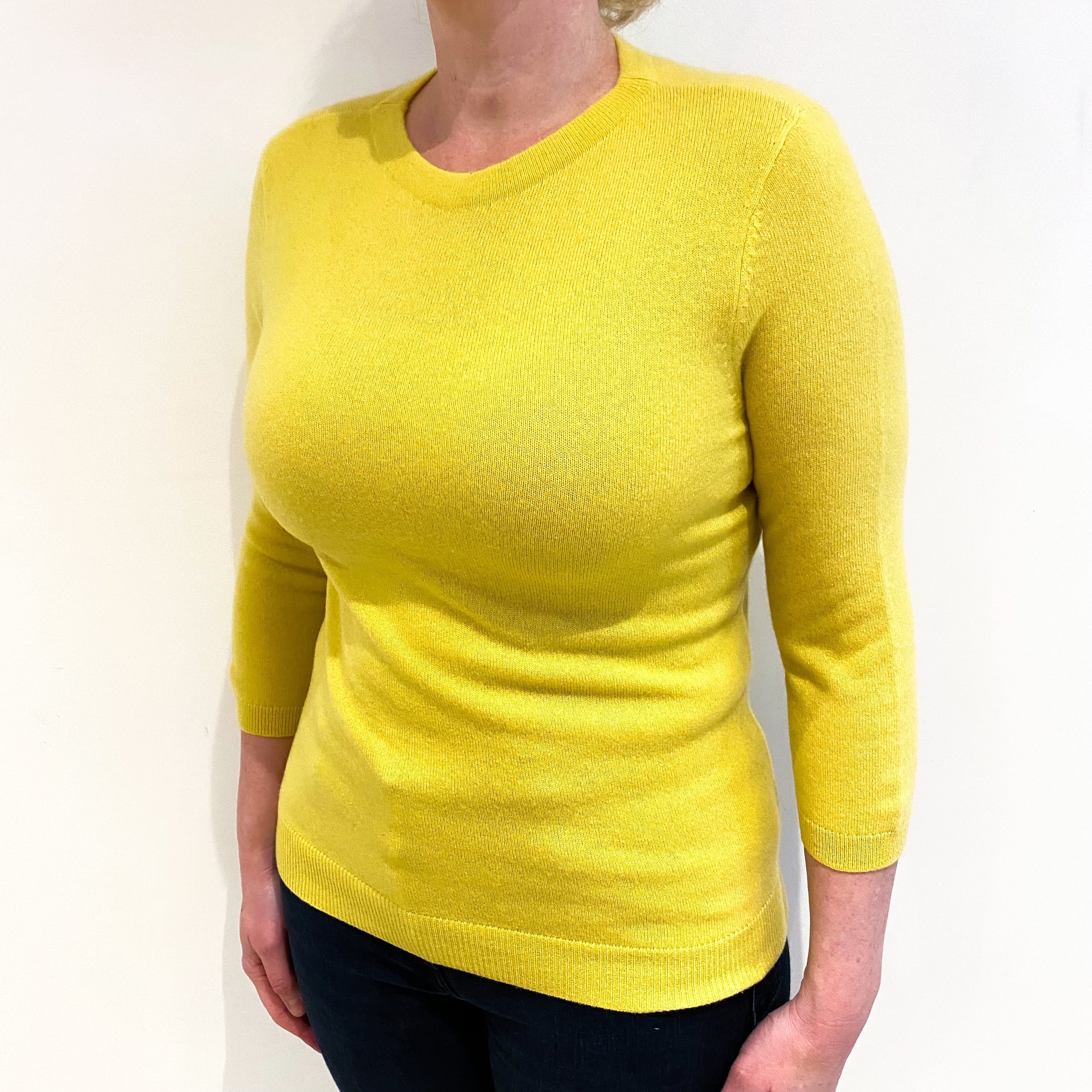 Pineapple Yellow Cashmere Crew Neck Jumper Large