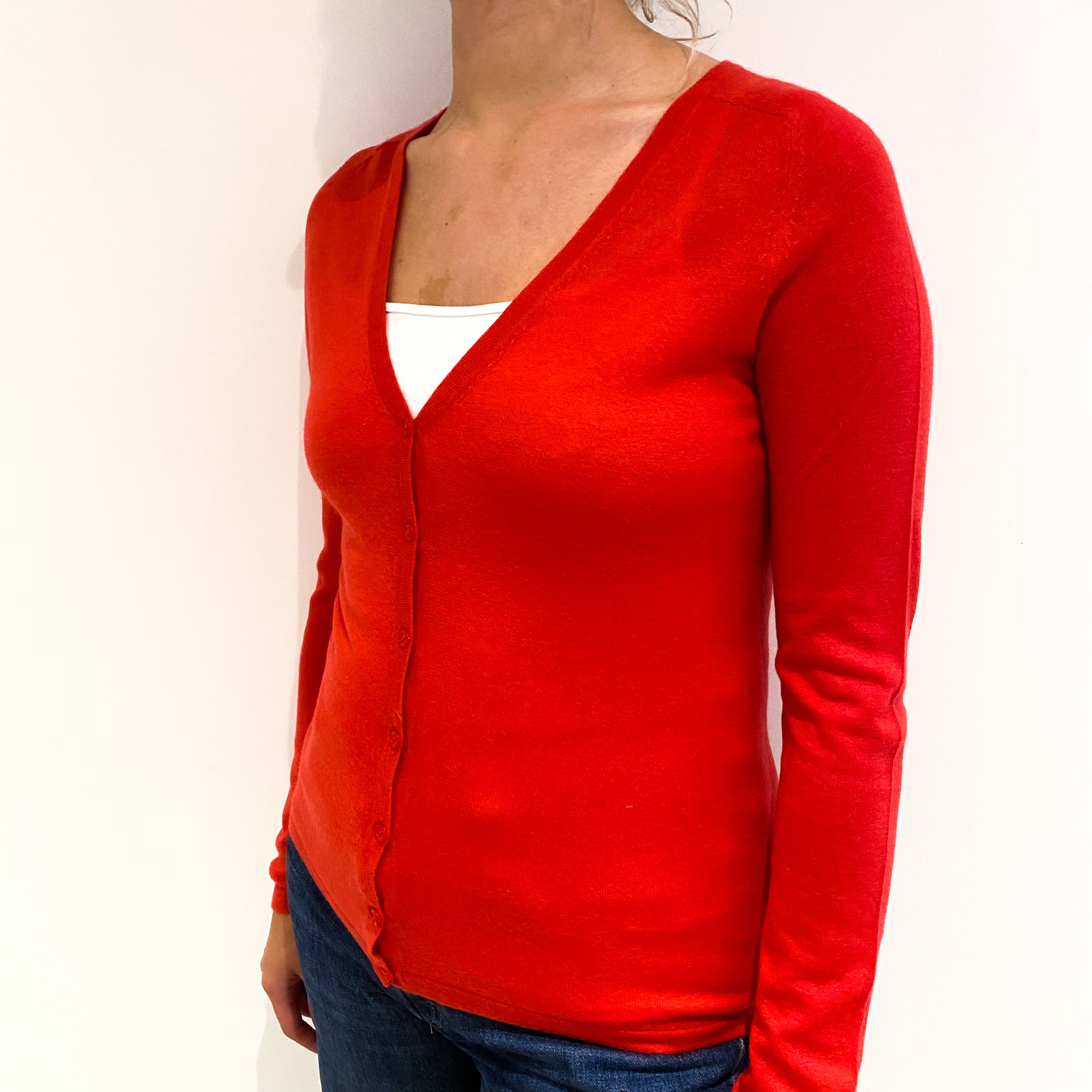 Strawberry Pink Cashmere V-Neck Cardigan Small