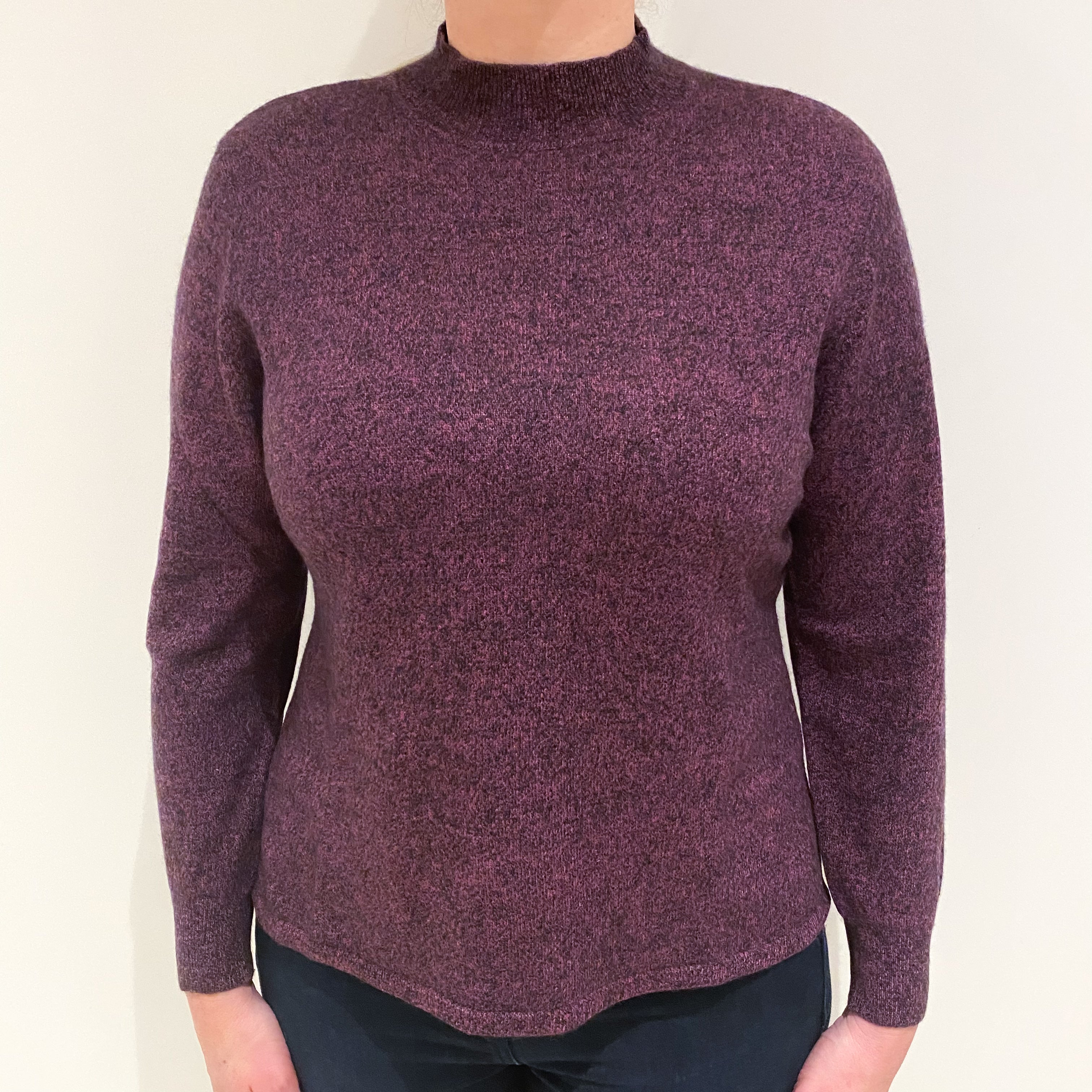 Magenta Purple Cashmere Turtle Neck Jumper Large