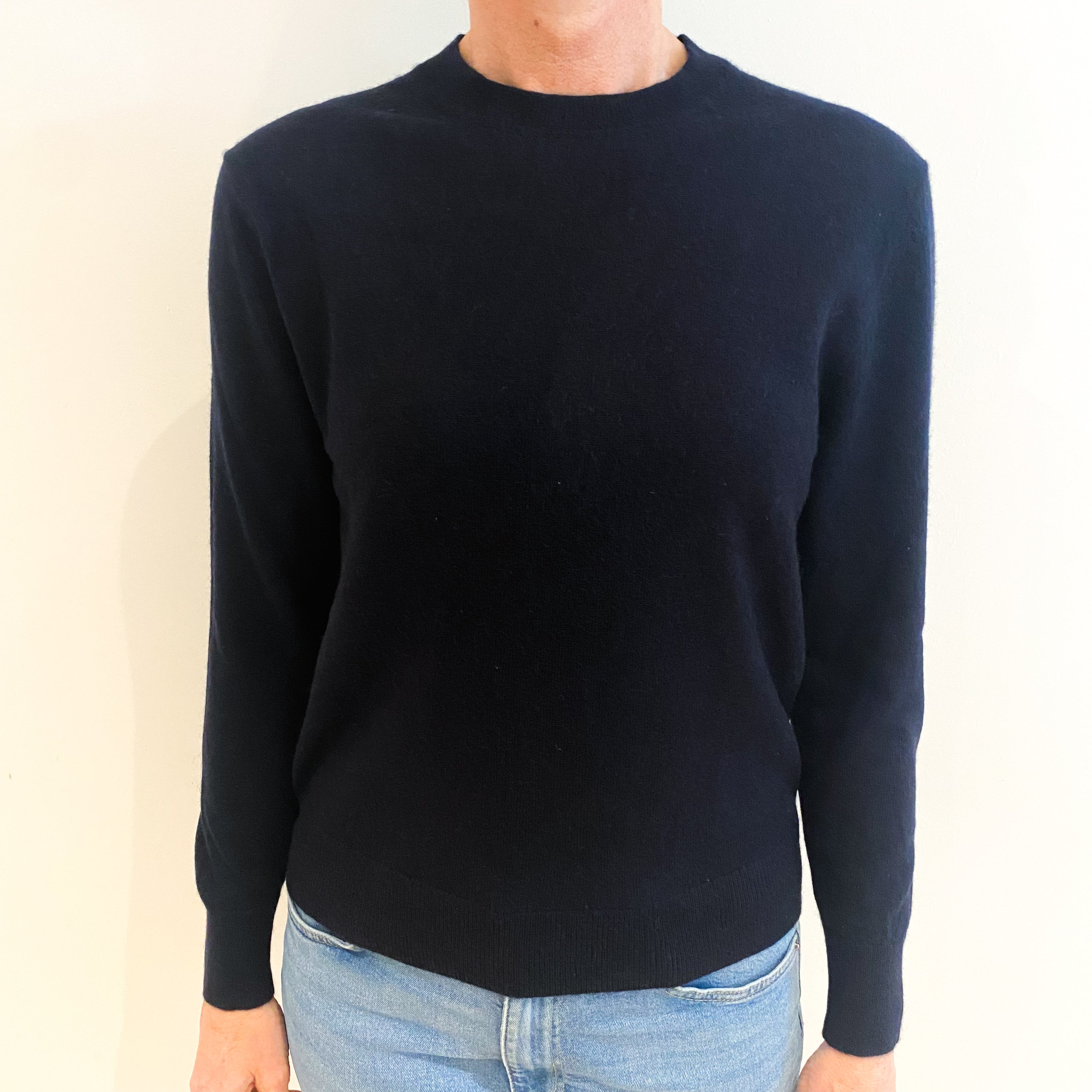 Navy Blue Cashmere Crew Neck Jumper Small