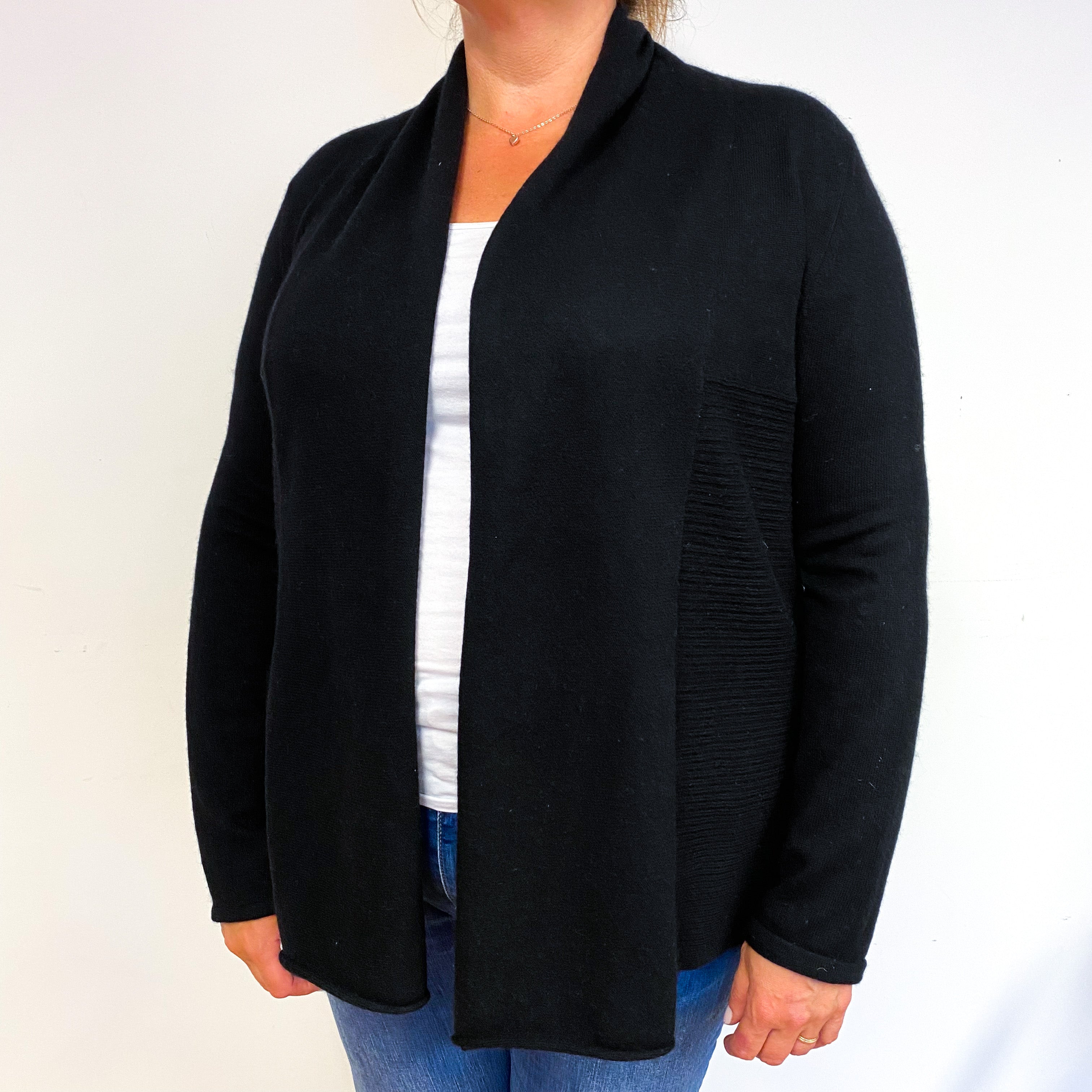 Black Cashmere Edge to Edge Cardigan Extra Large