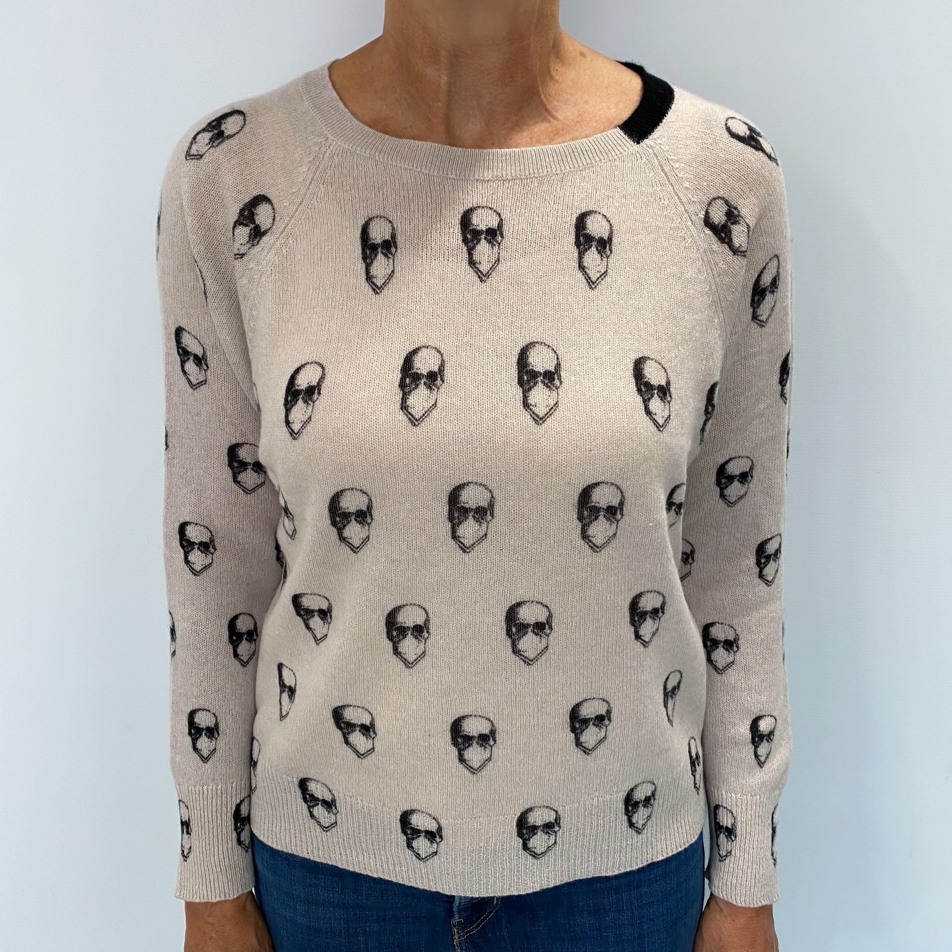 Skull Cashmere Oatmeal Beige Cashmere Crew Neck Jumper Medium