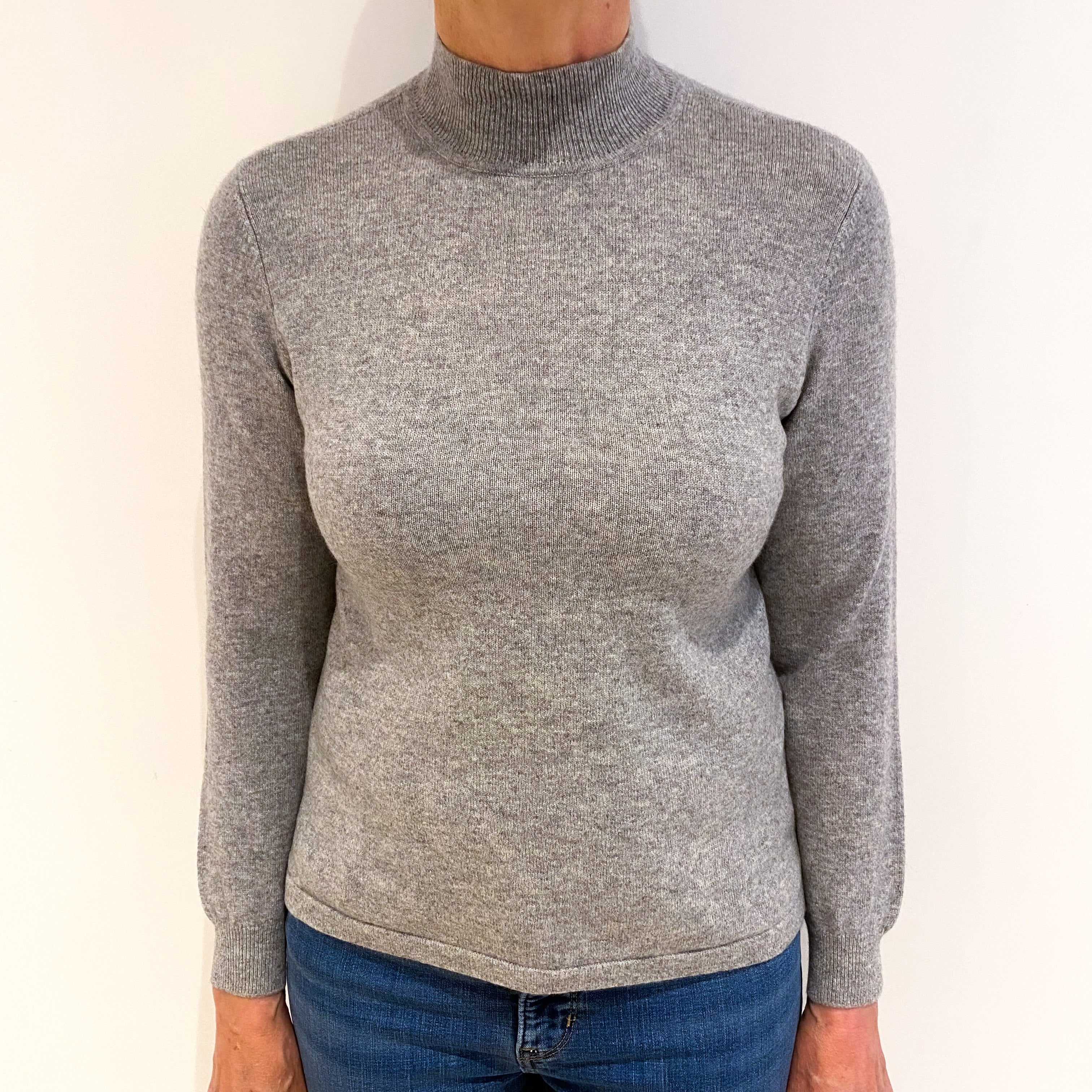Smoke Grey Cashmere Turtle Neck Jumper Medium
