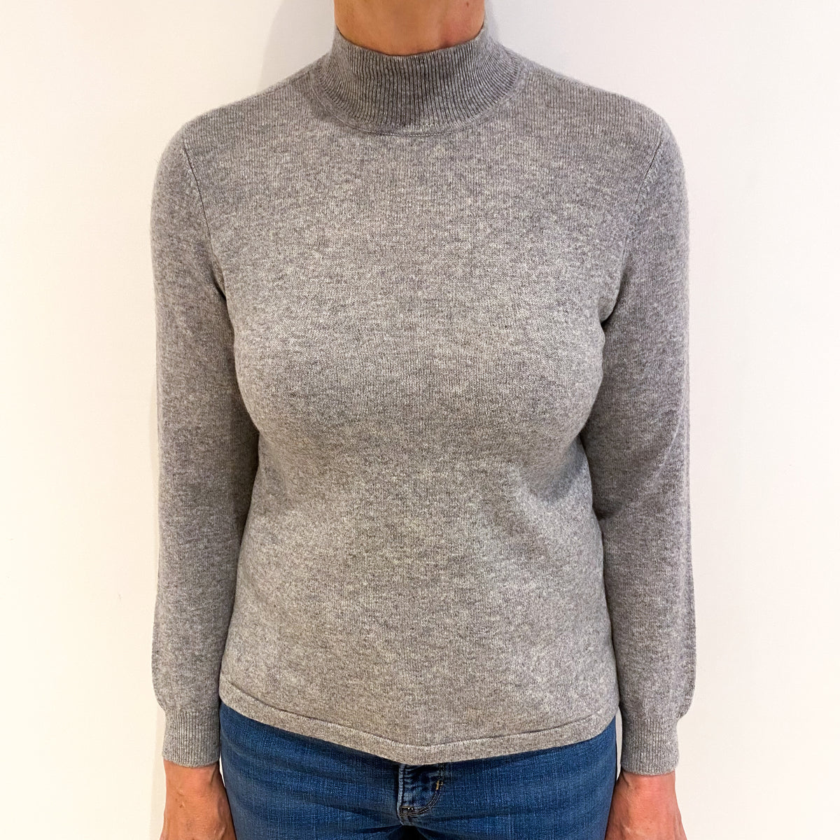 Smoke Grey Cashmere Turtle Neck Jumper Medium