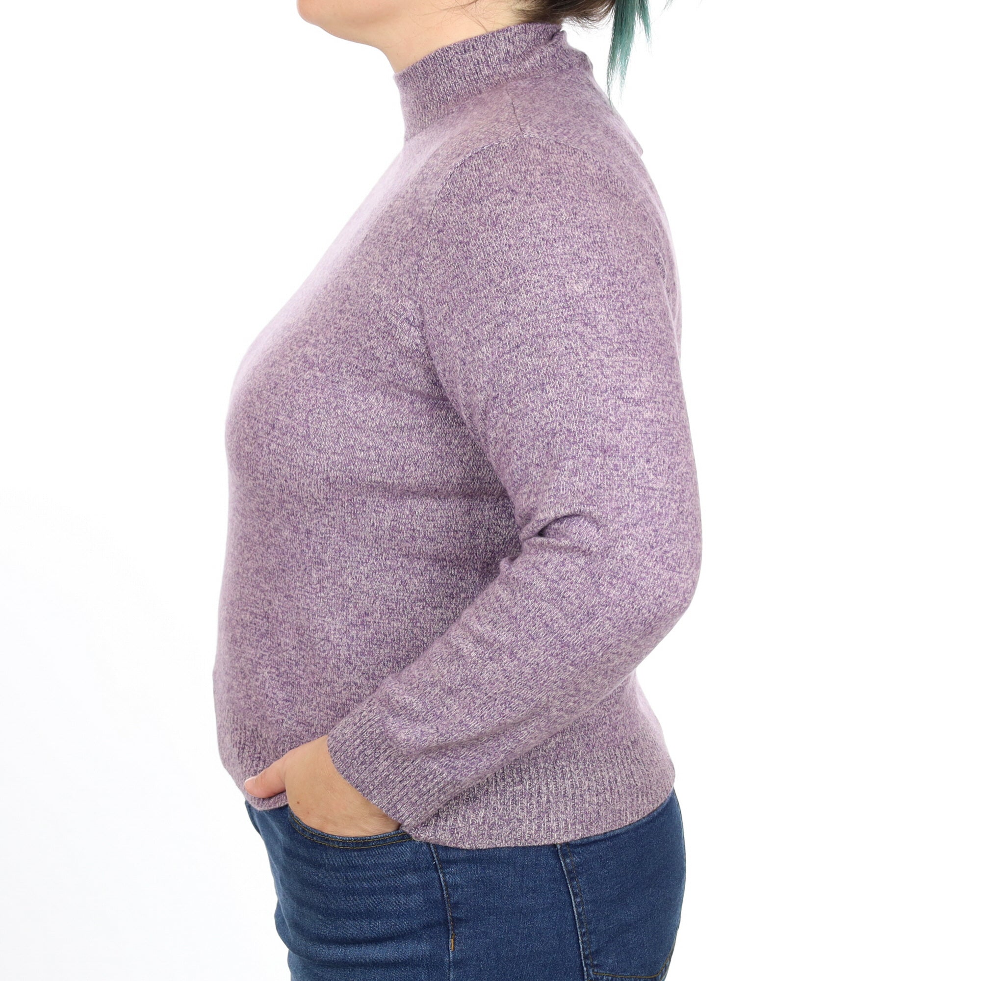 Dusky Purple Marl Cashmere Turtle Neck Jumper Large