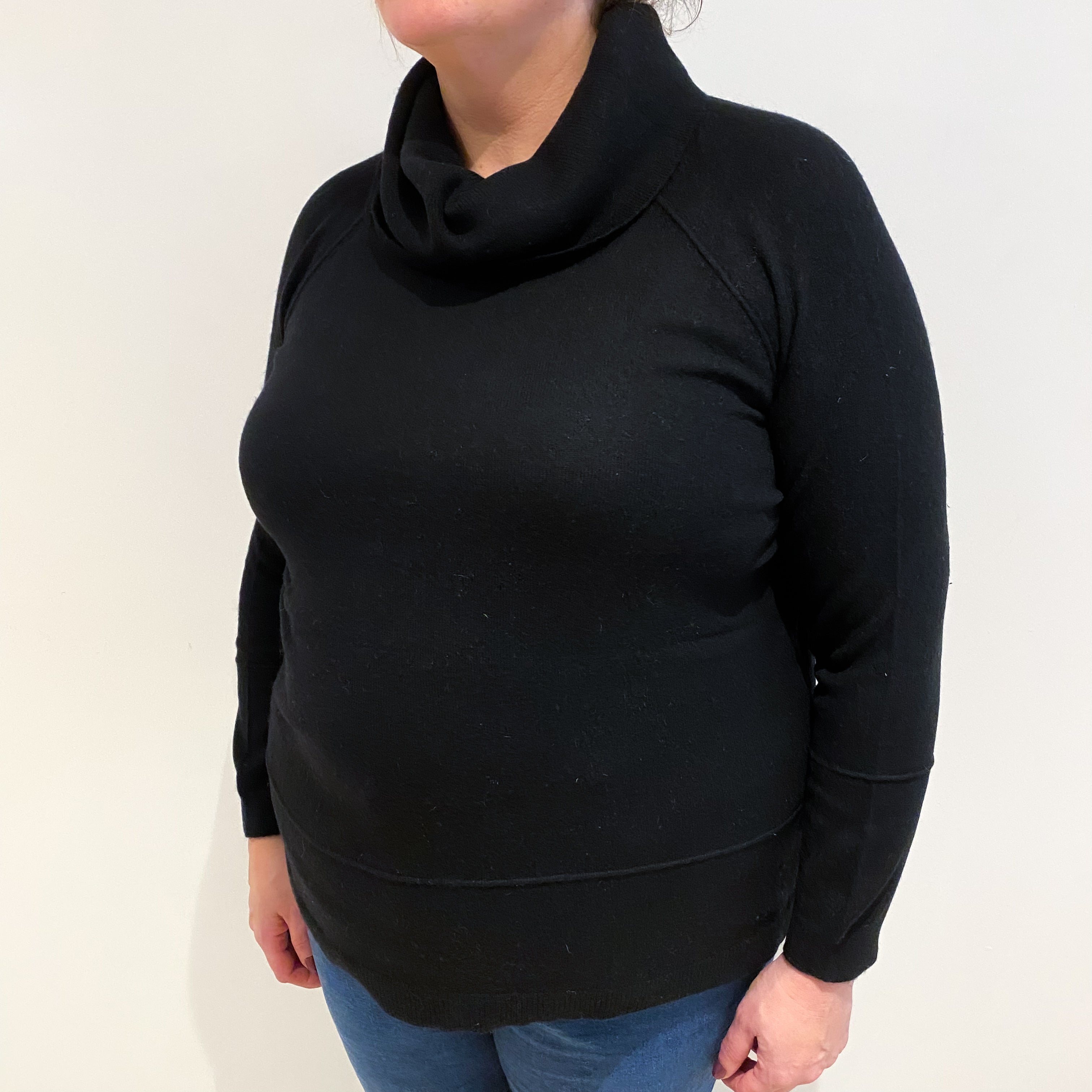 Black Cashmere Cowl Neck Jumper Extra Large