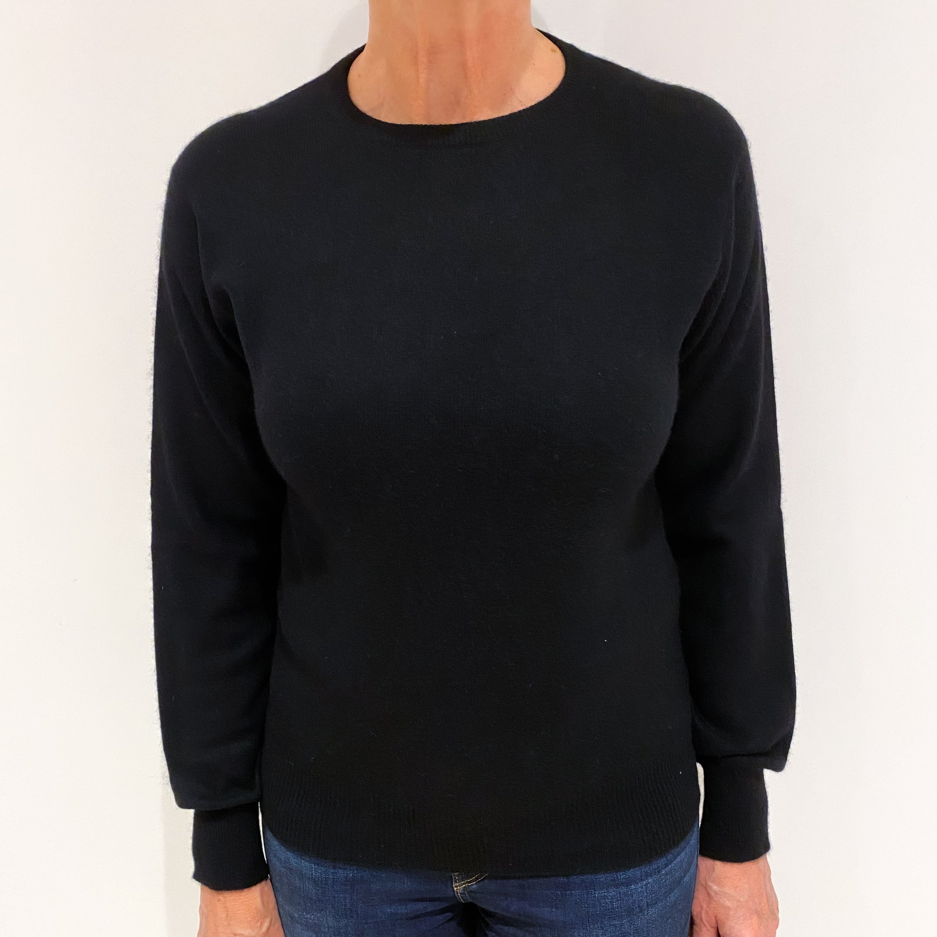 Black Cashmere Crew Neck Jumper Medium