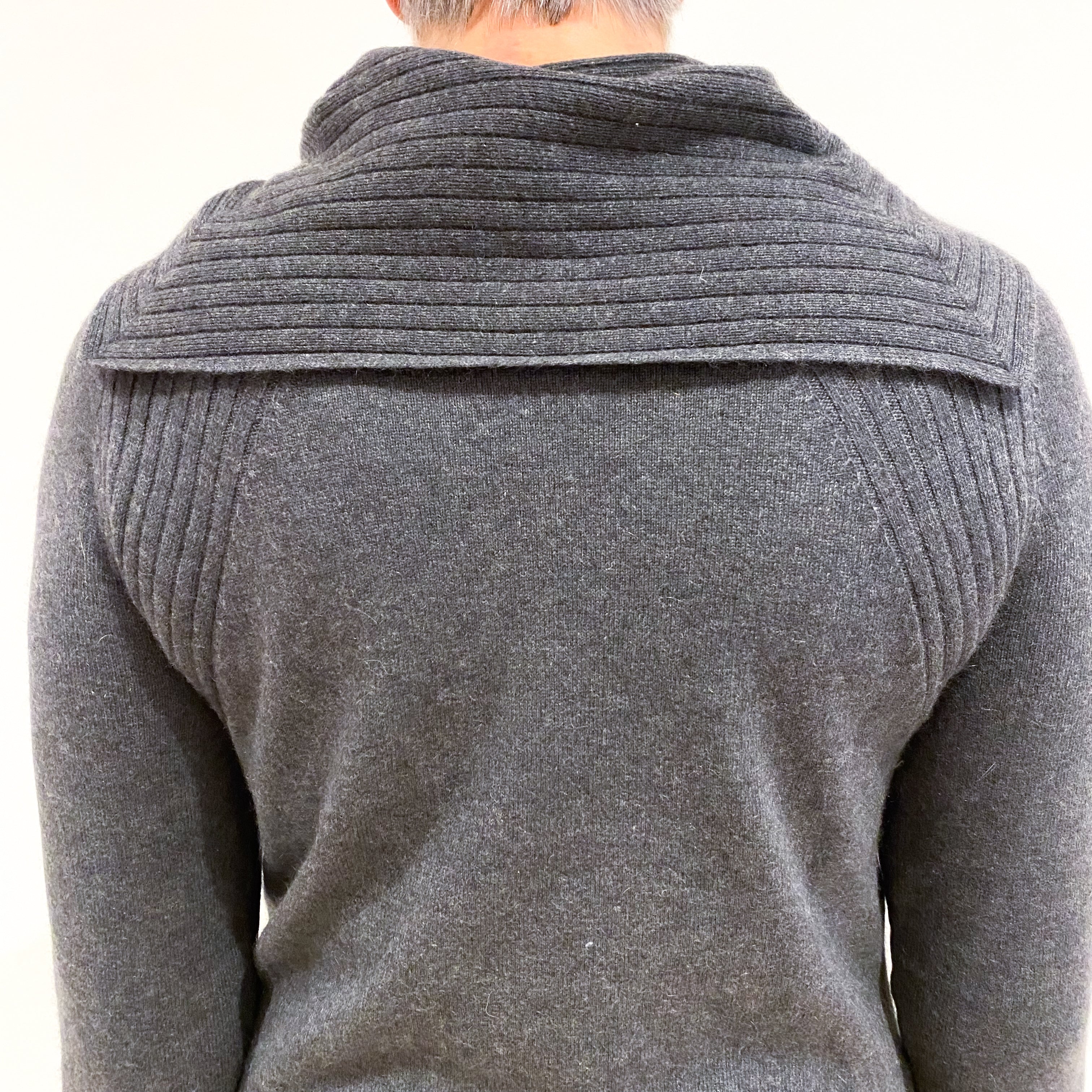 Slate Grey Cashmere Cowl Neck Jumper Medium