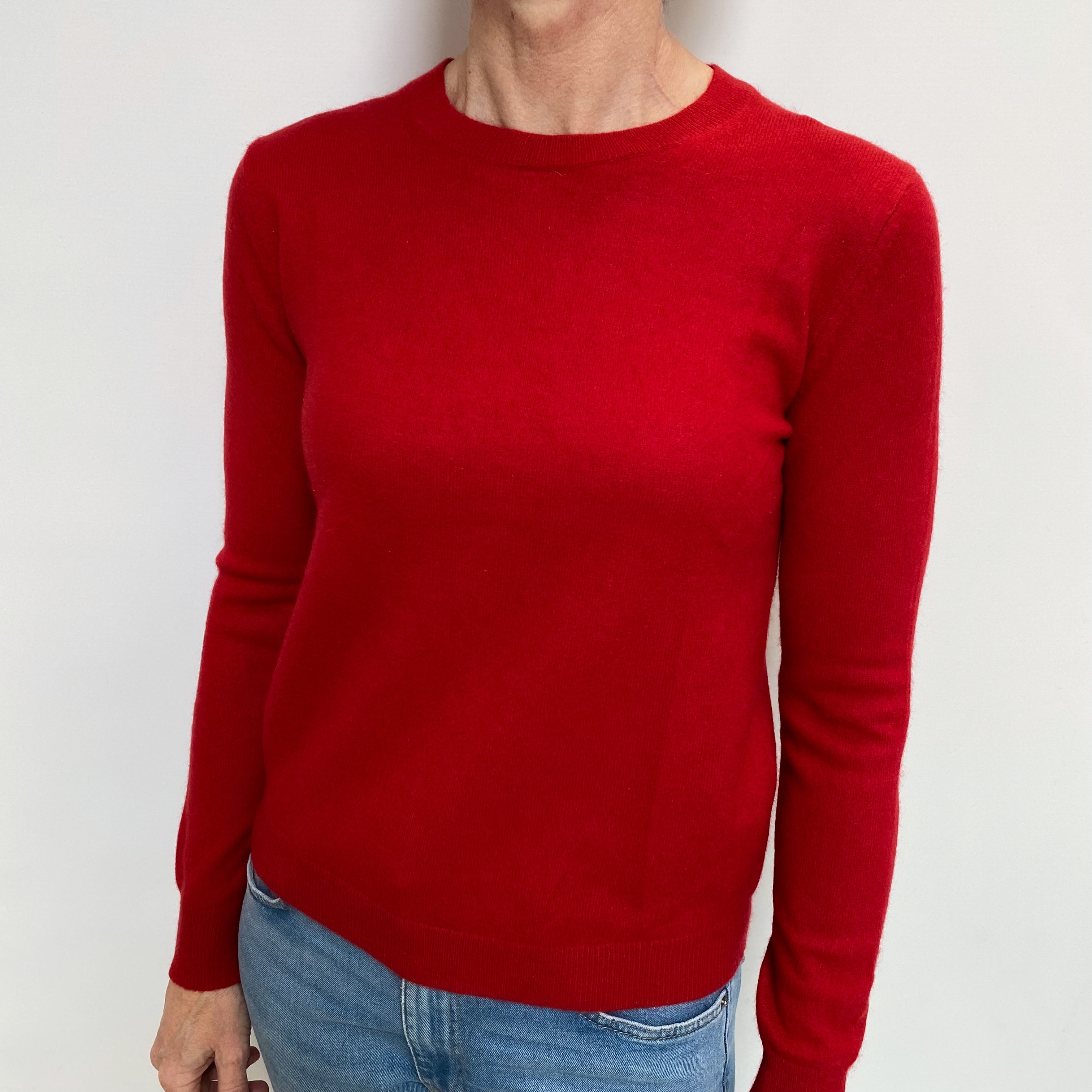 Spanish Red Cashmere Crew Neck Jumper Small