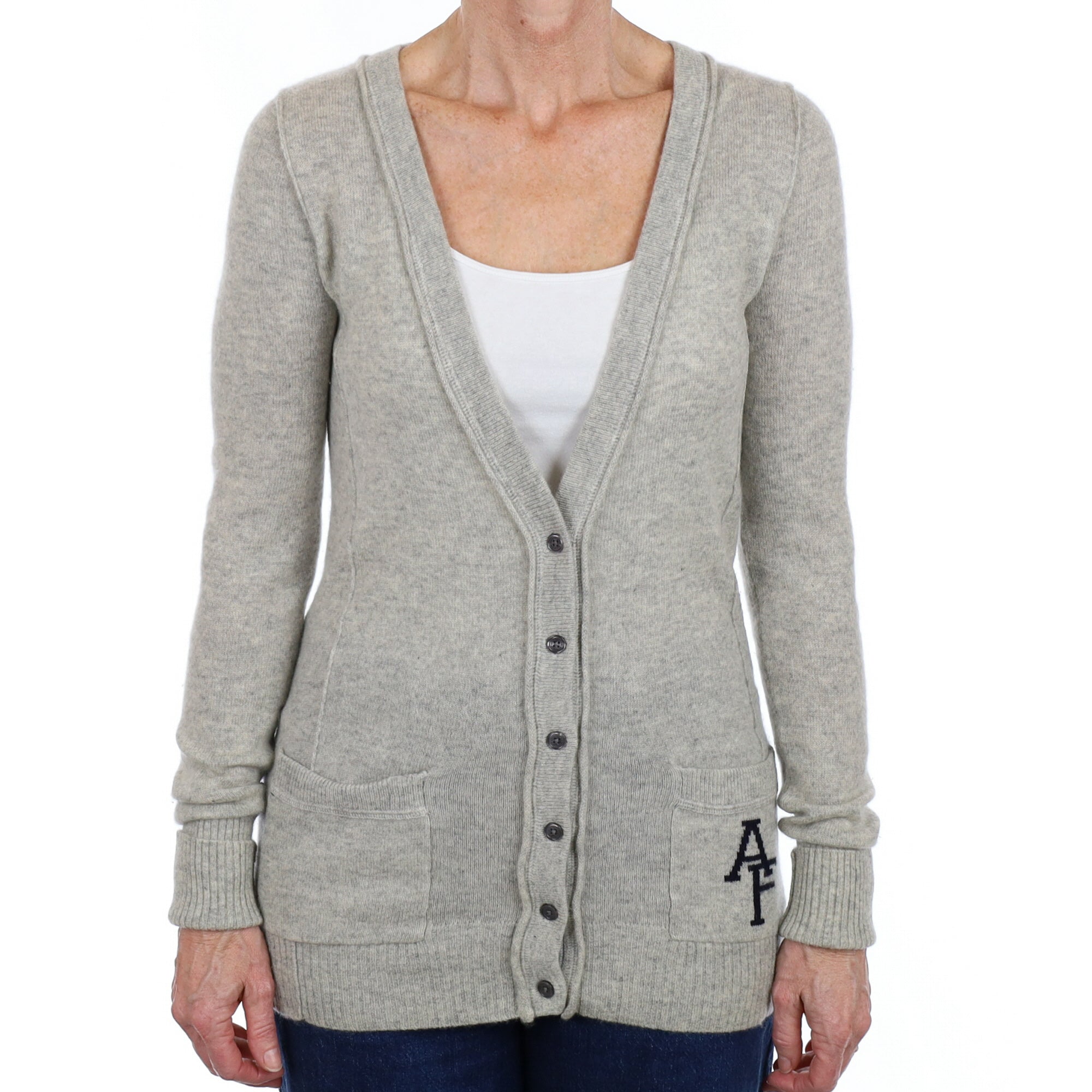 Smoke Grey Cashmere V Neck Cardigan Small