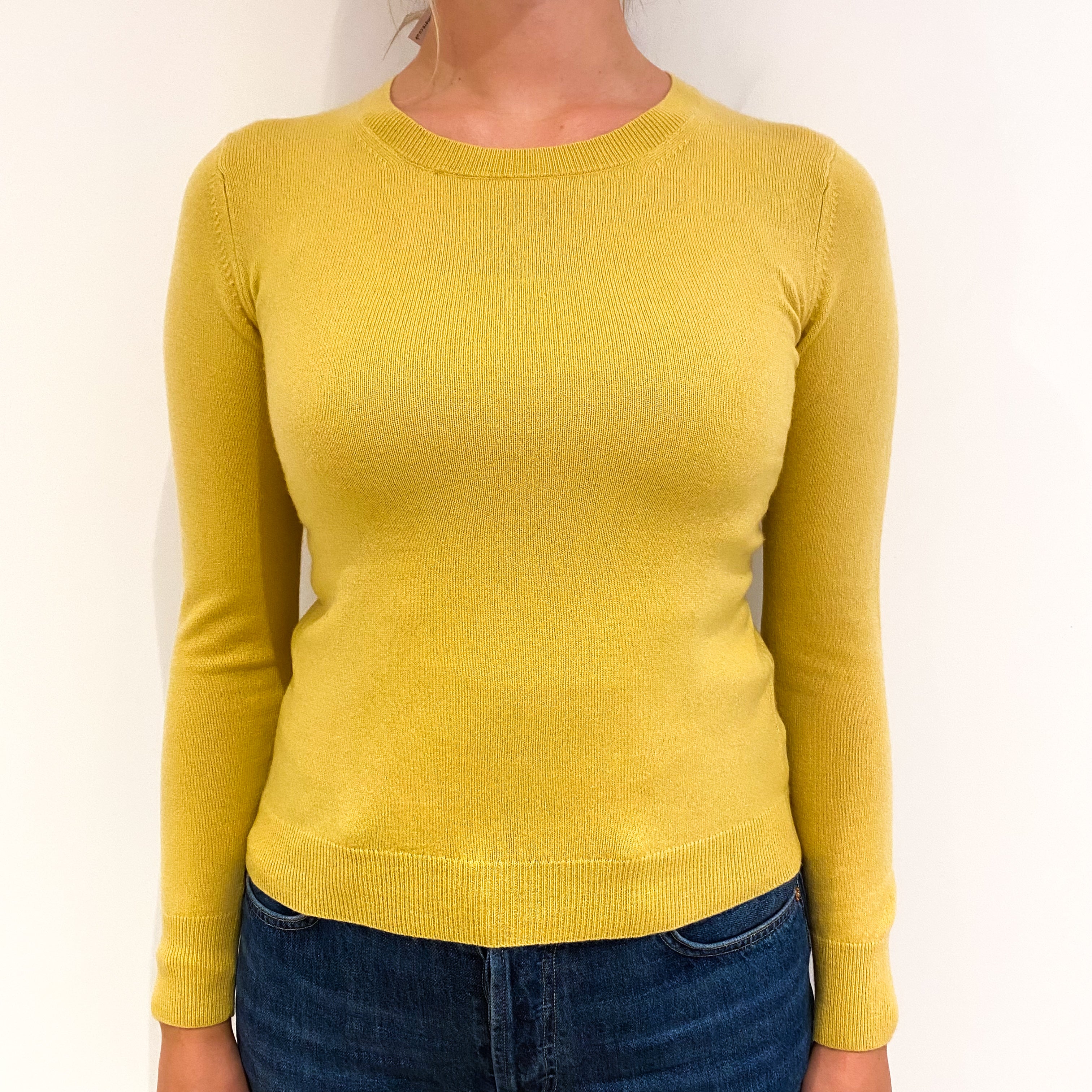 Pollen Yellow Cashmere Crew Neck Jumper Small