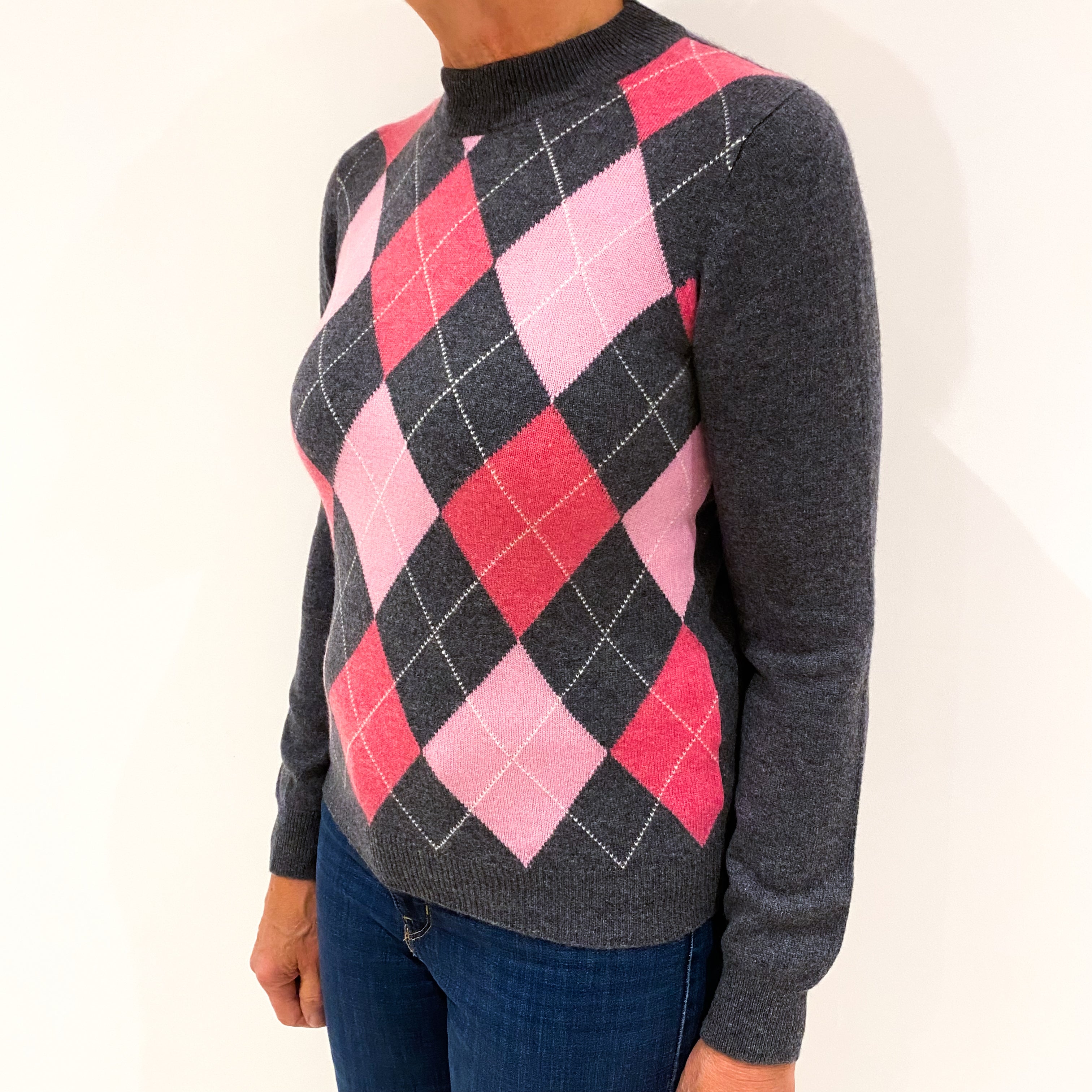 Slate Grey Cashmere Polo Neck Jumper Medium