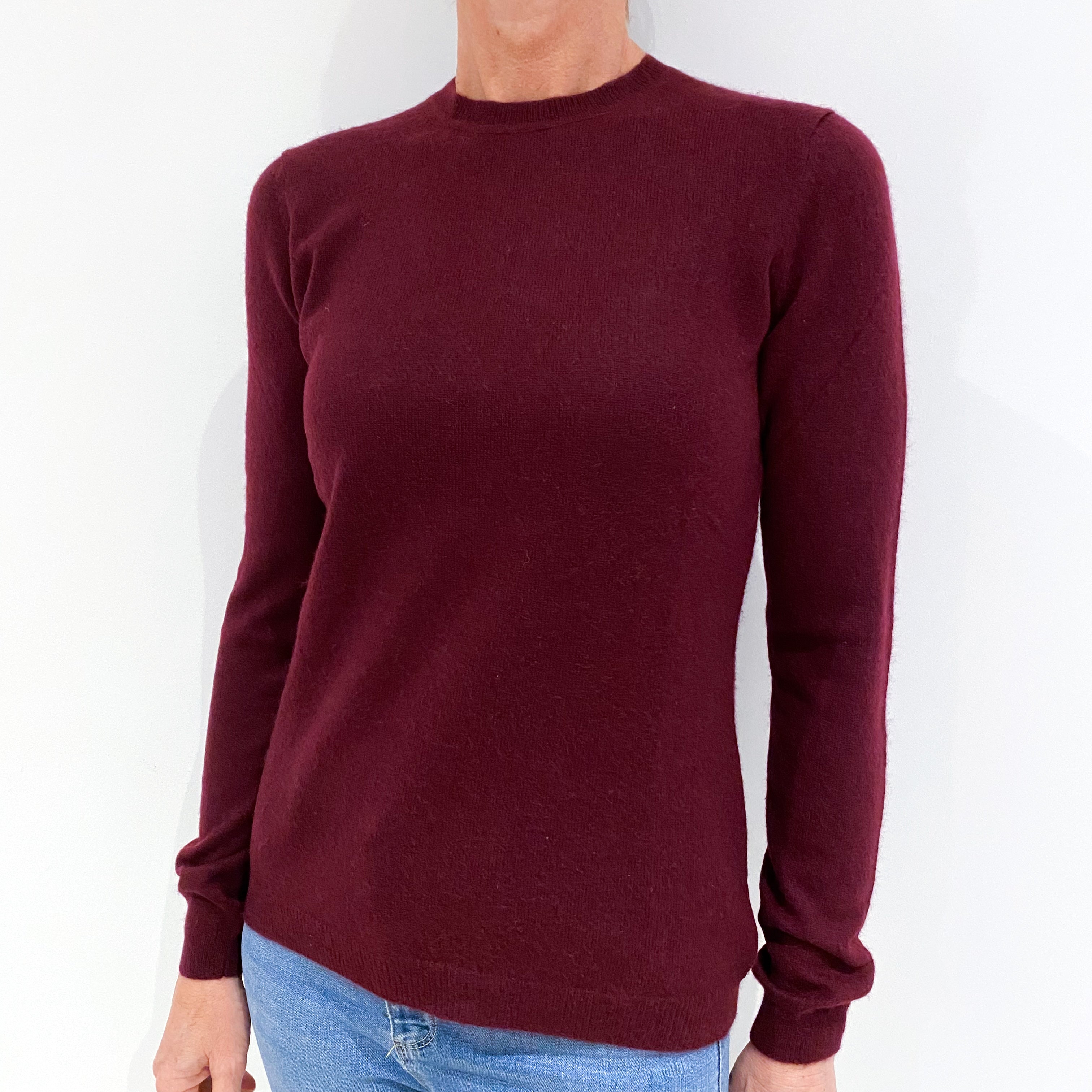 Wine Red Cashmere Crew Neck Jumper Small