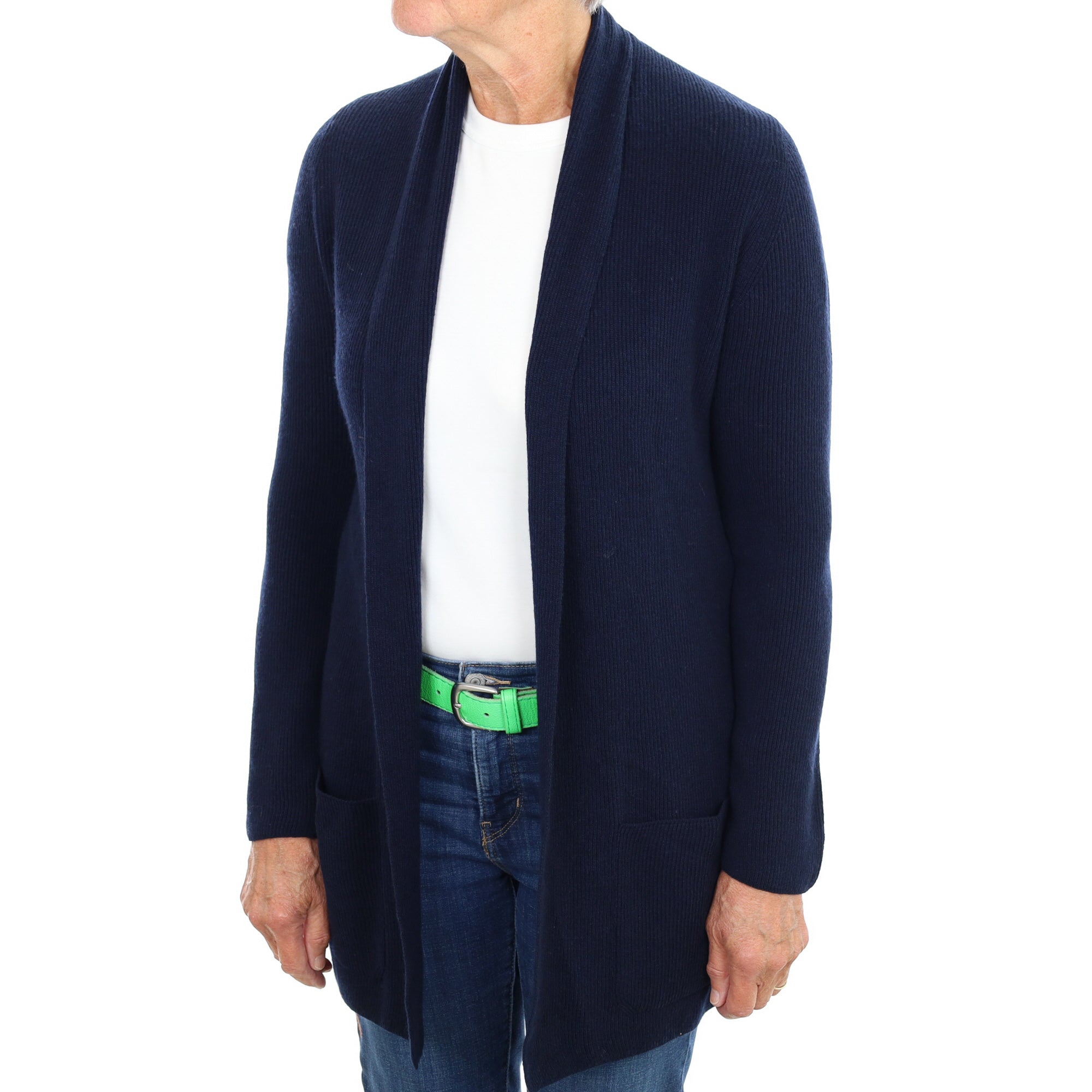 Deep Navy Cashmere Edge To Edge Cardigan Medium