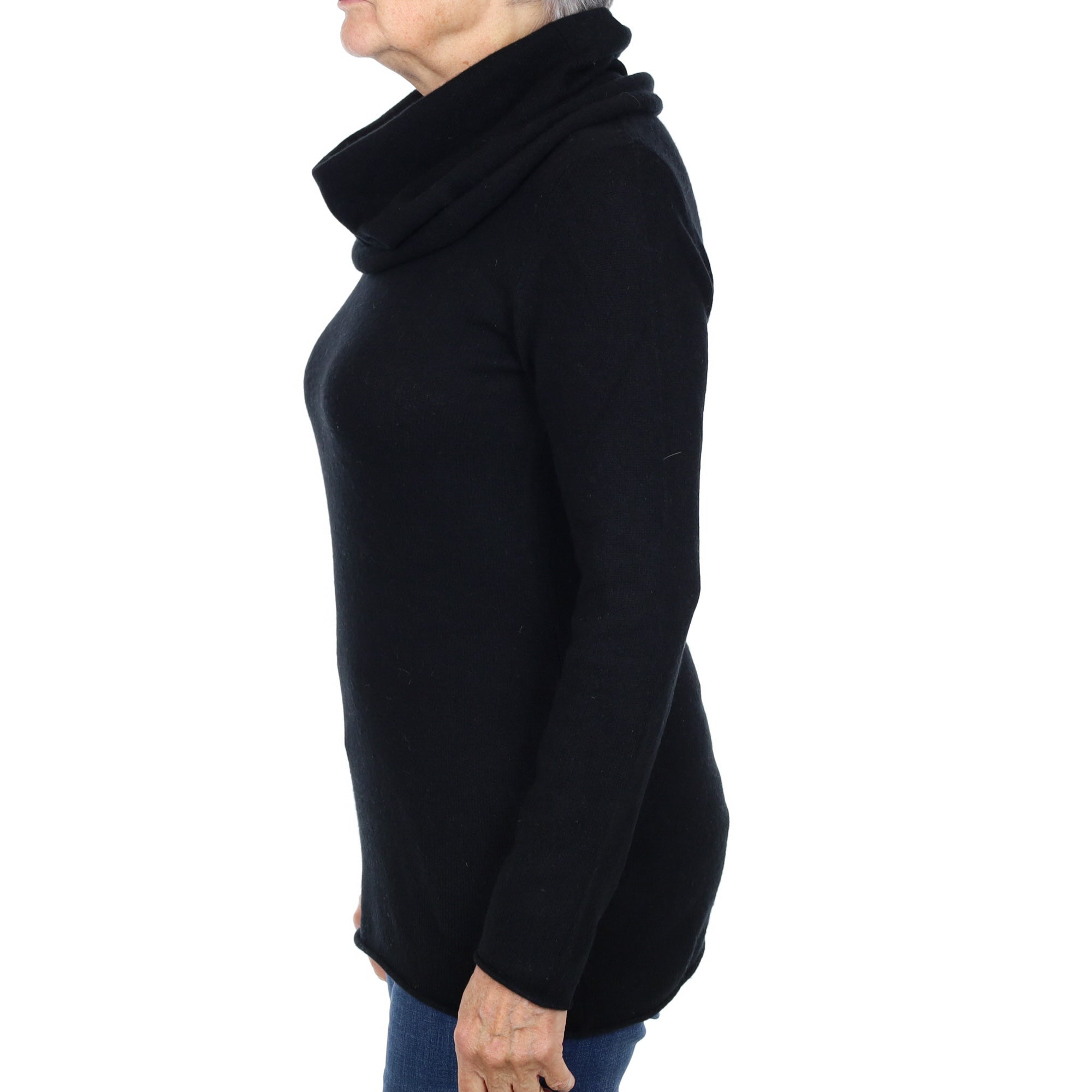Black Cashmere Cowl Neck Jumper Medium