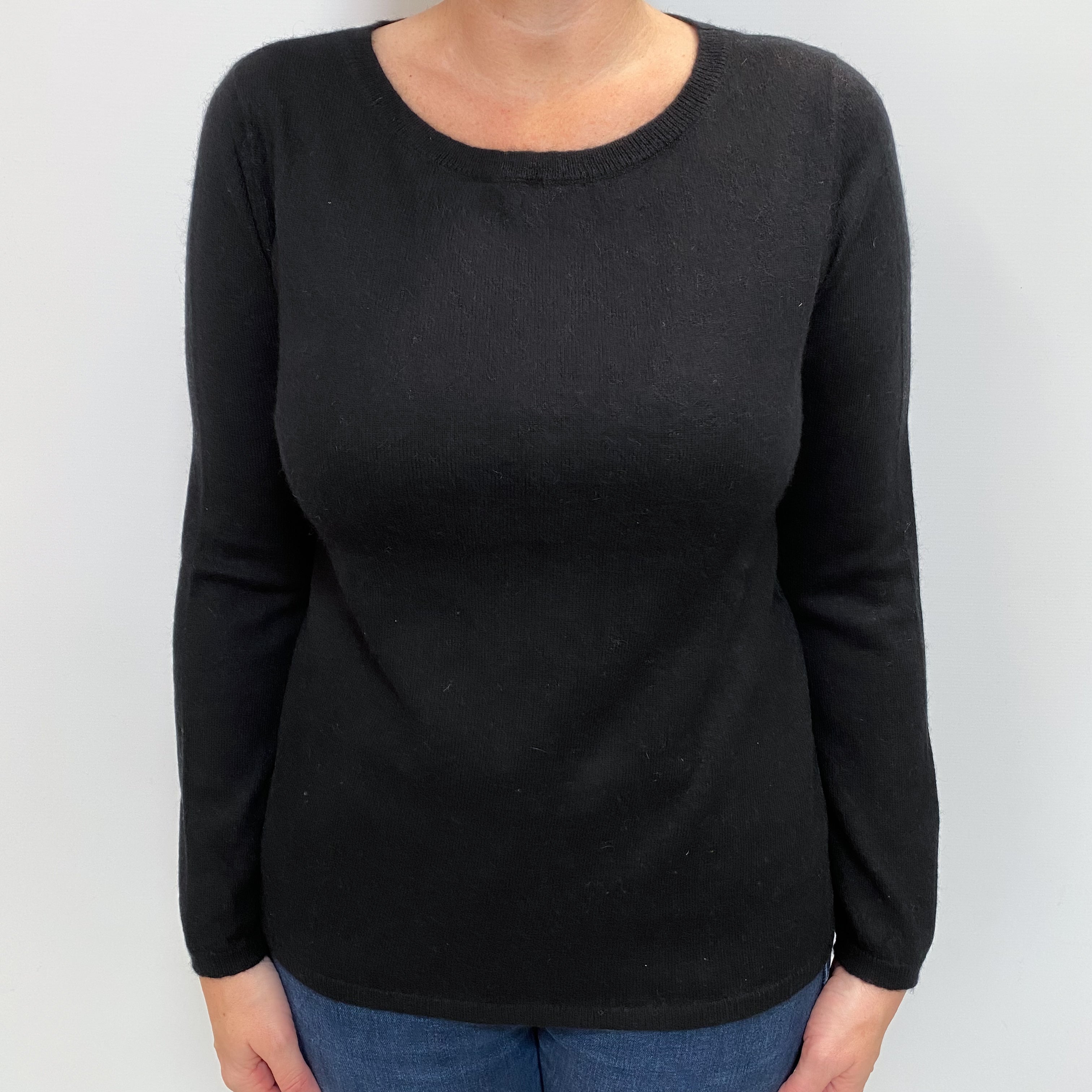 Black Cashmere Crew Neck Jumper Large