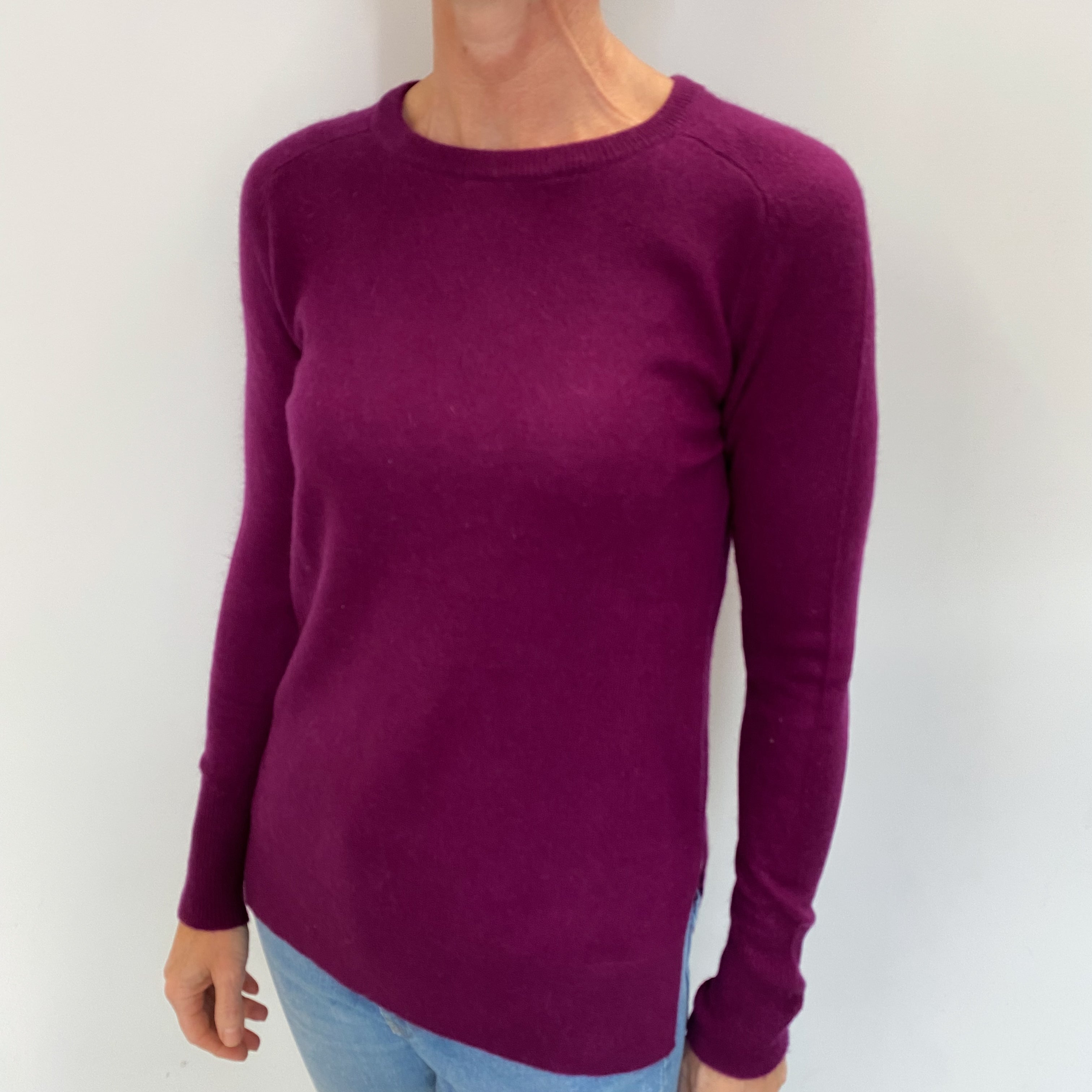Fig Purple Cashmere Crew Neck Jumper Small