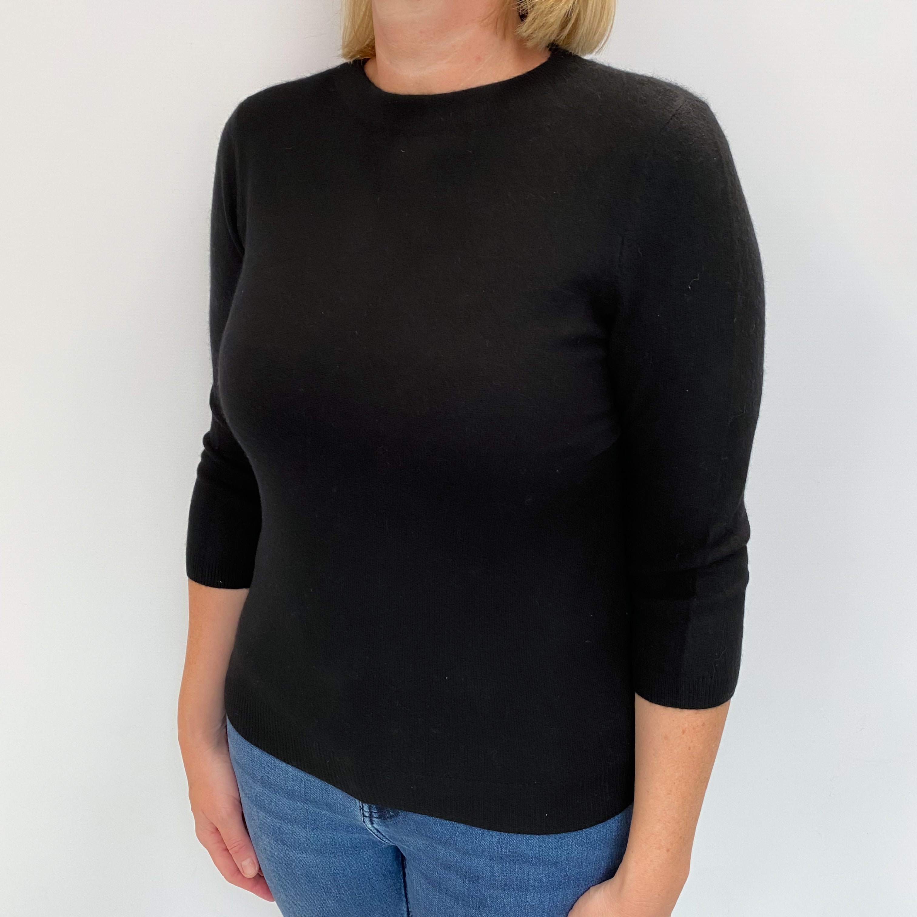 Black Cashmere Crew Neck Jumper Large