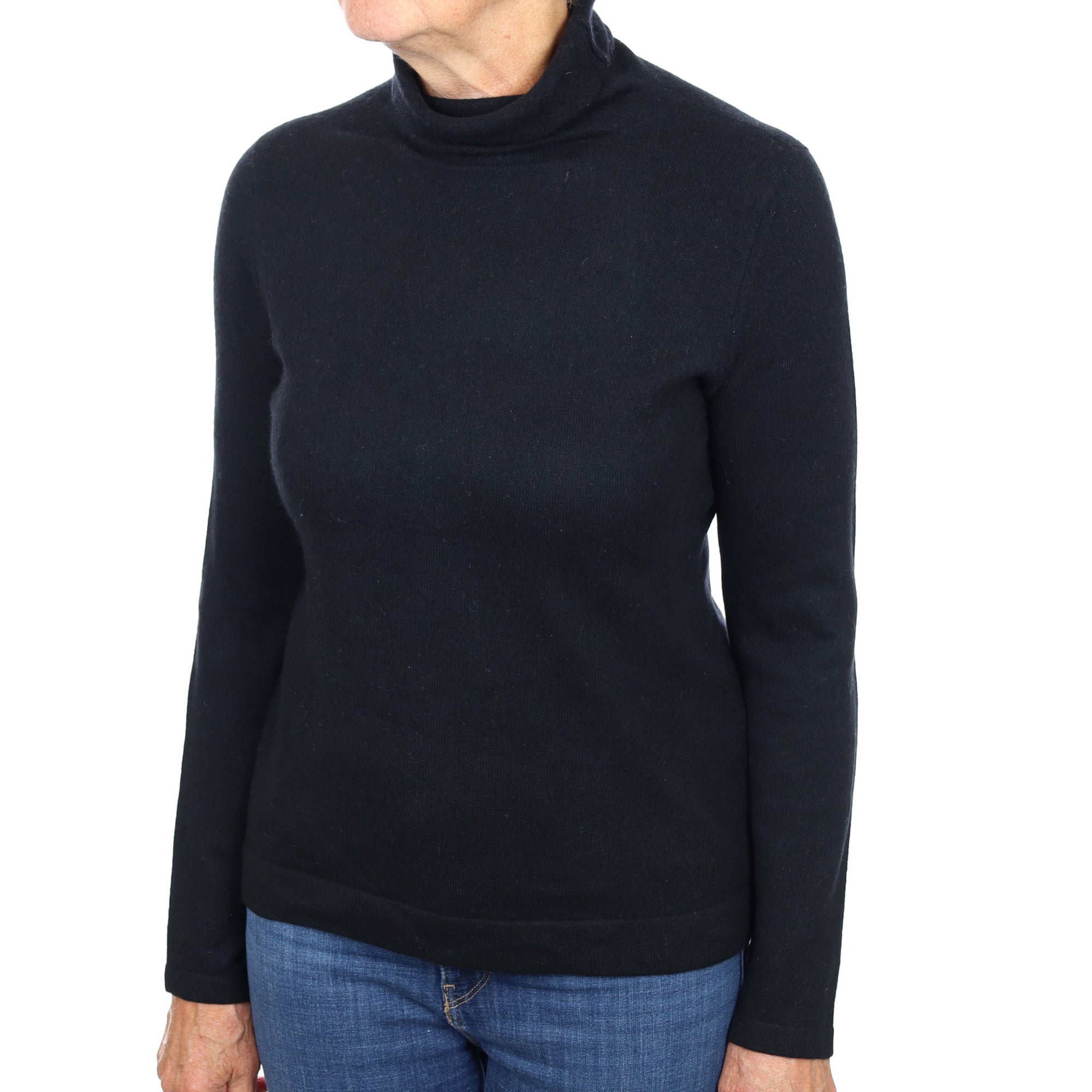 Black Cashmere Funnel Neck Jumper Medium