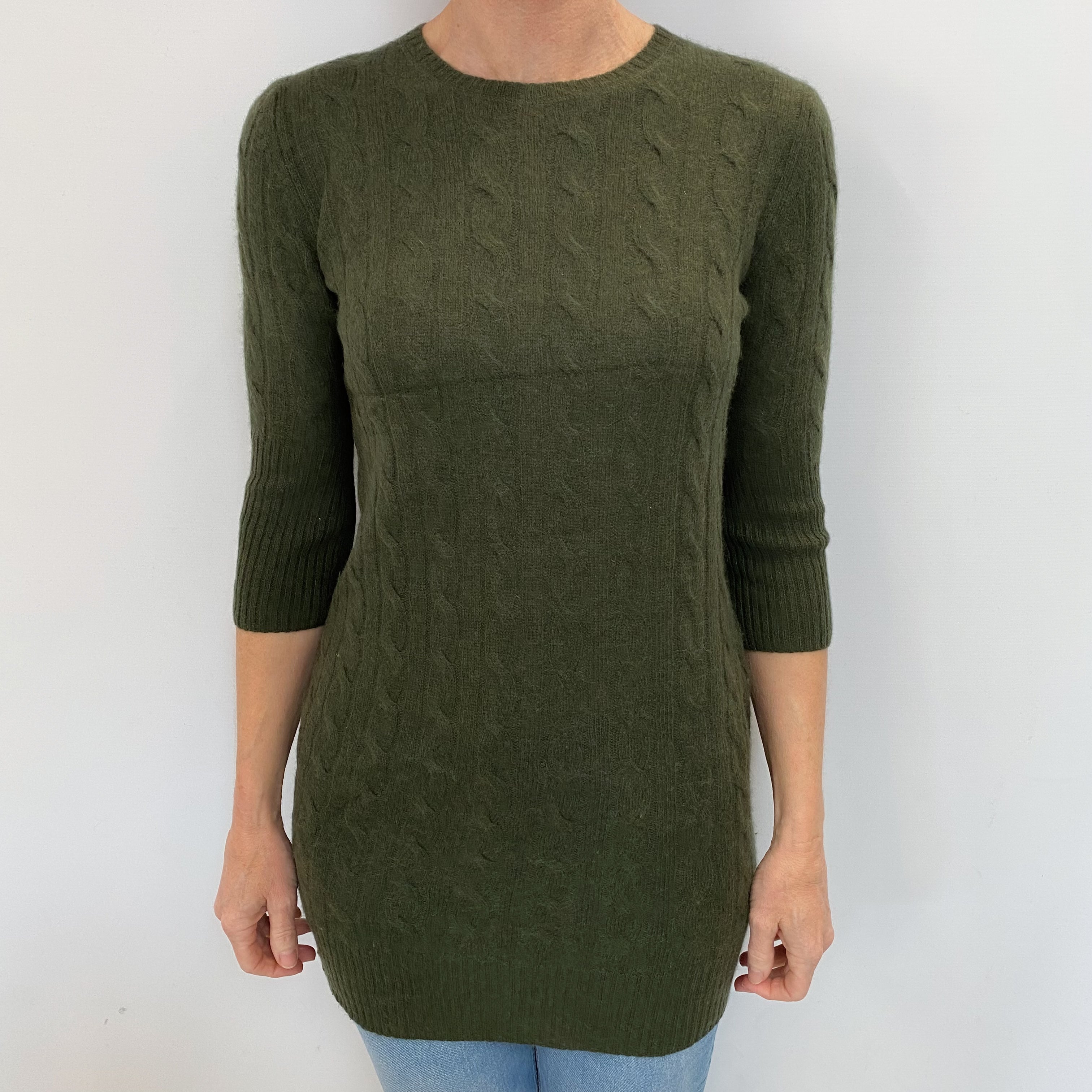 Forest Green Cashmere Crew Neck Jumper Small