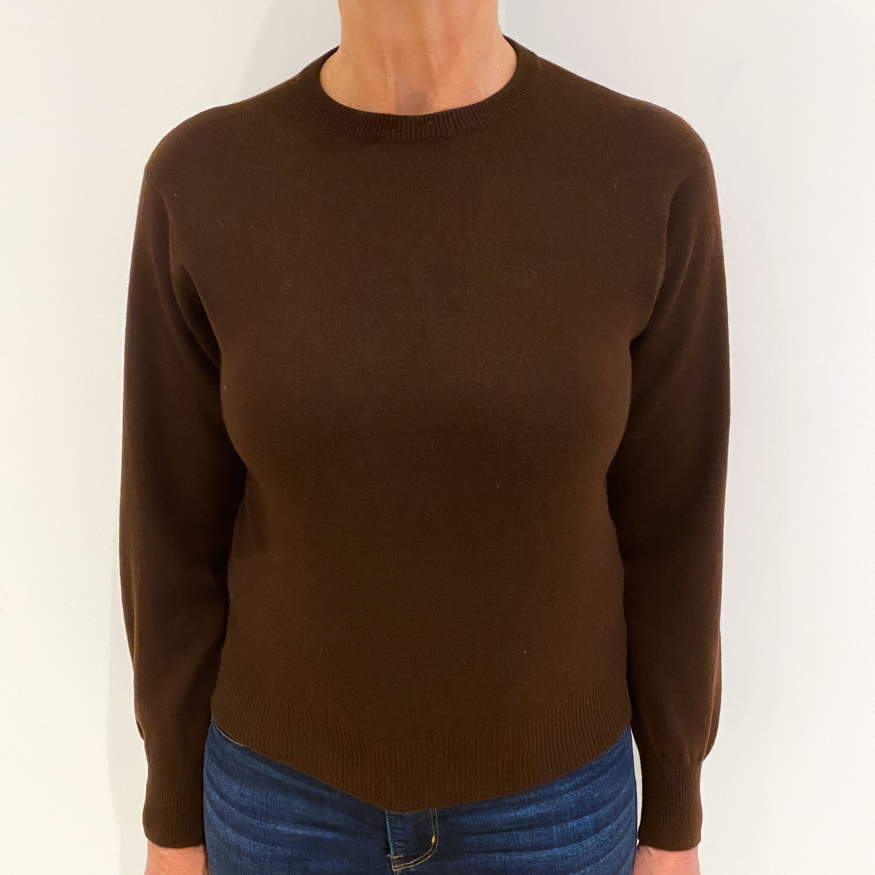 Vintage Chocolate Brown Cashmere Crew Neck Jumper Medium
