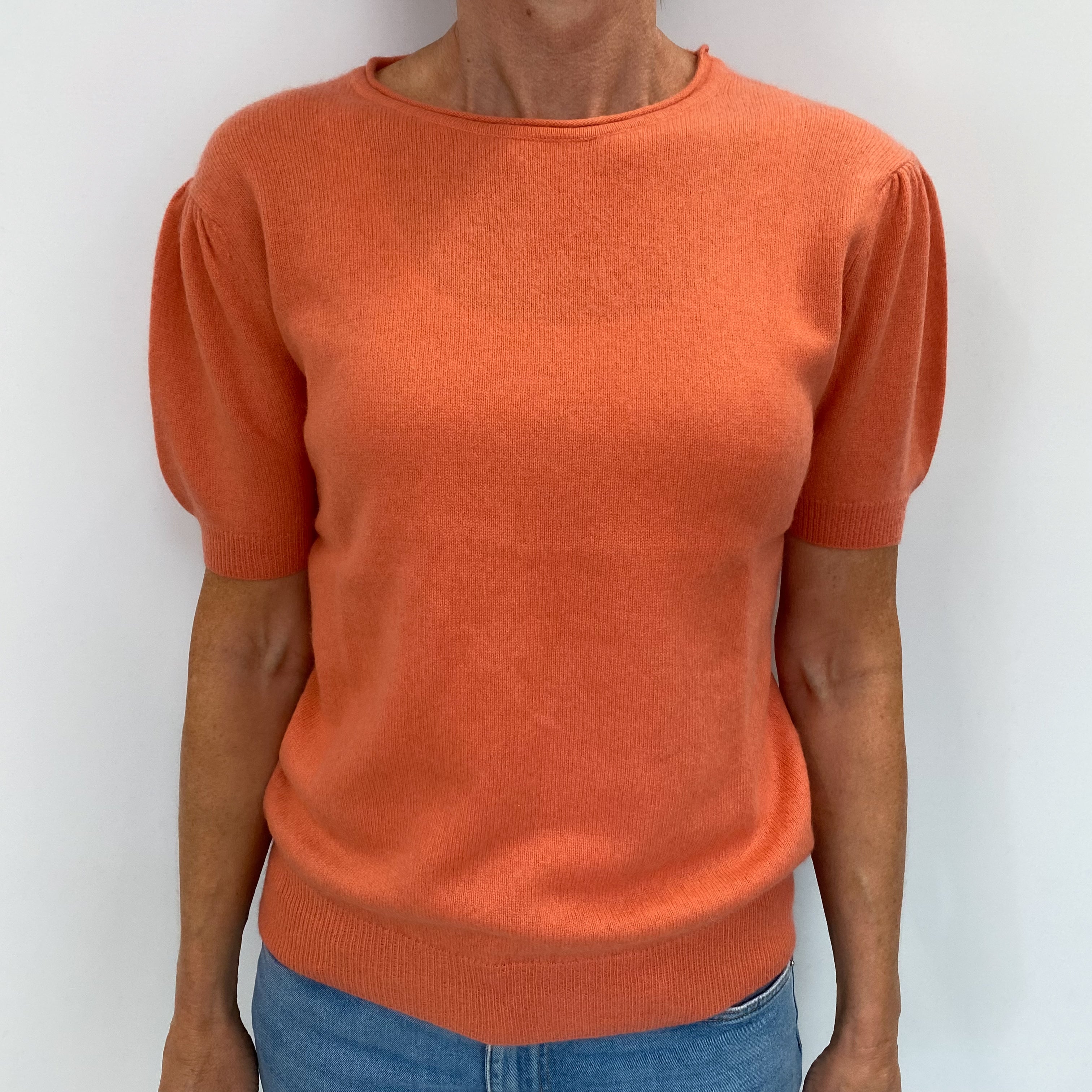 Orange Soda Cashmere Crew Neck Short Sleeved Jumper Small