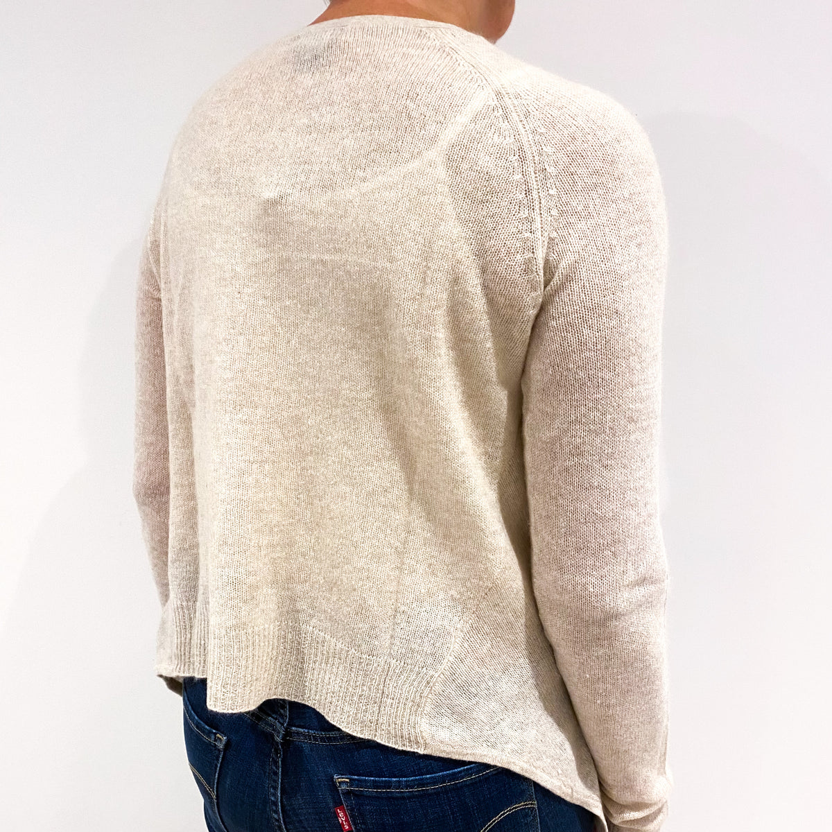 Biscuit Beige Cashmere V-neck Cardigan Medium