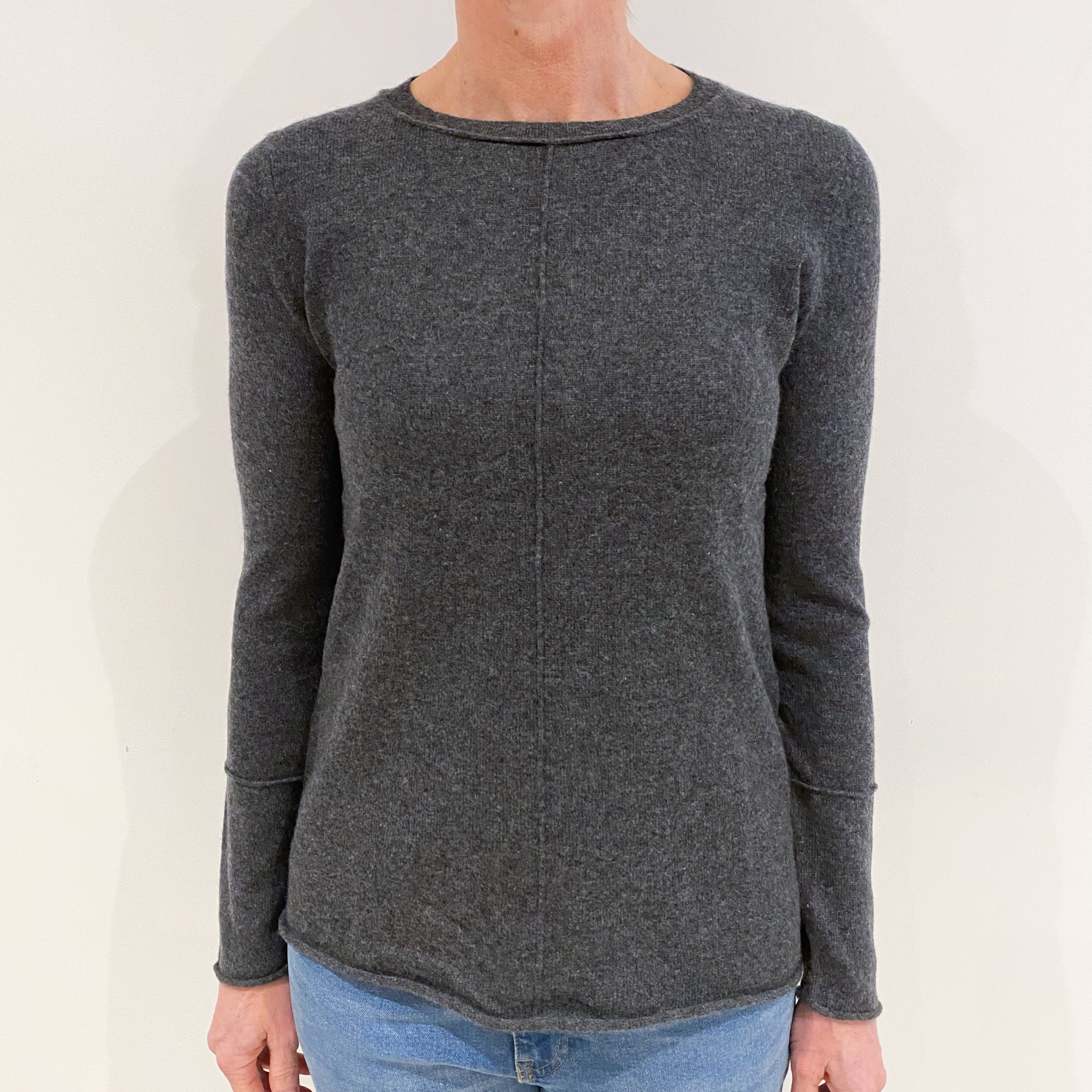 Slate Grey Cashmere Crew Neck Jumper Small