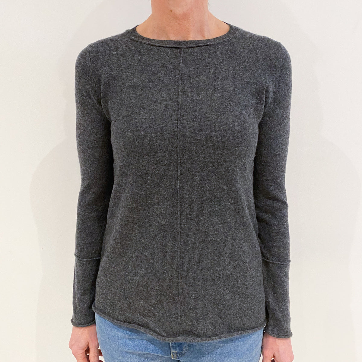 Slate Grey Cashmere Crew Neck Jumper Small
