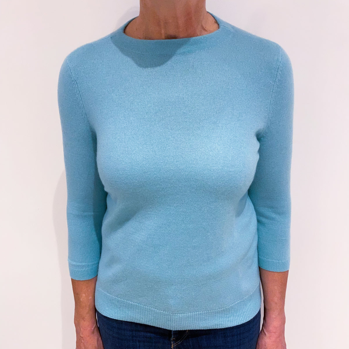 Deep Mint Green Cashmere Crew Neck Jumper Medium