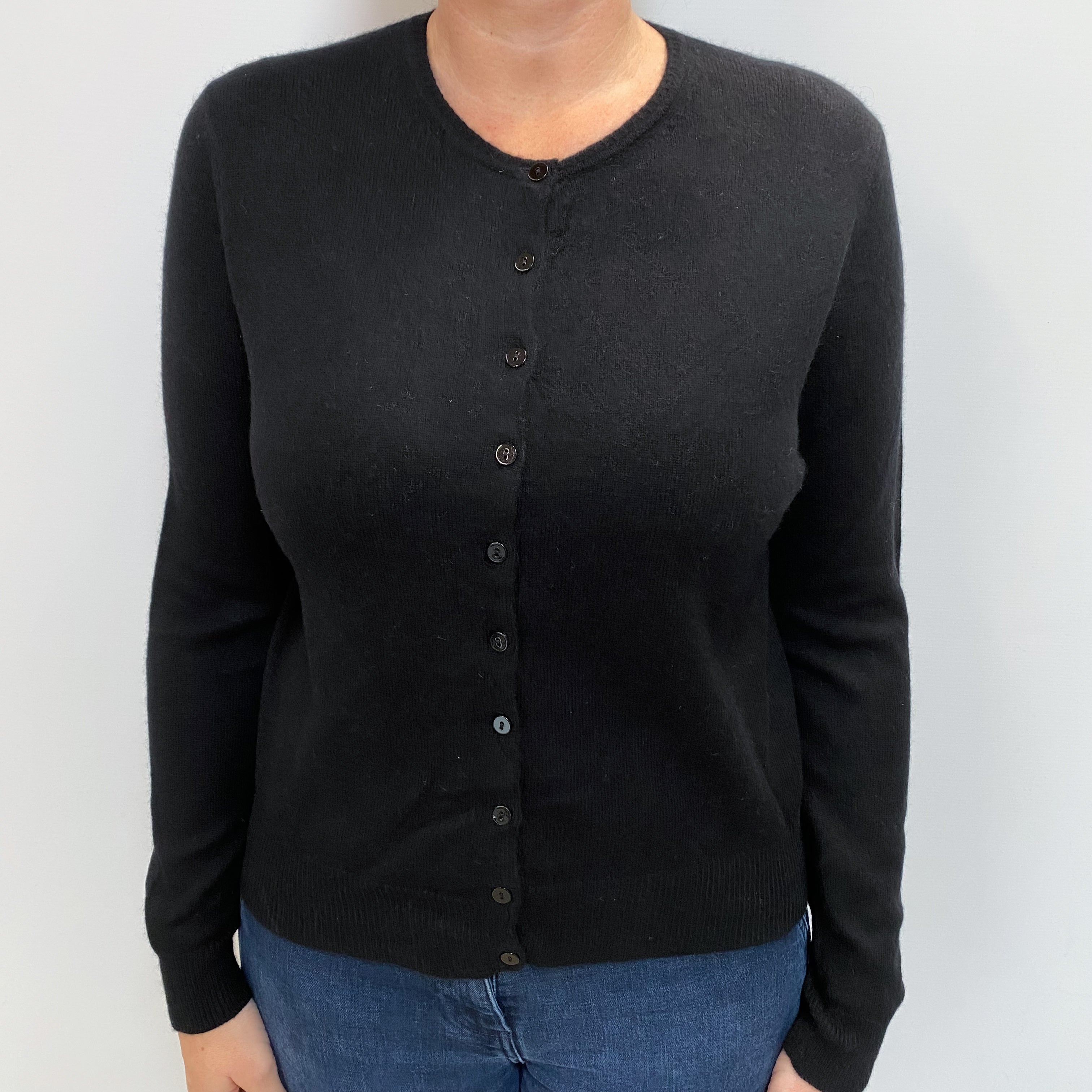 Black Cashmere Crew Cardigan Large