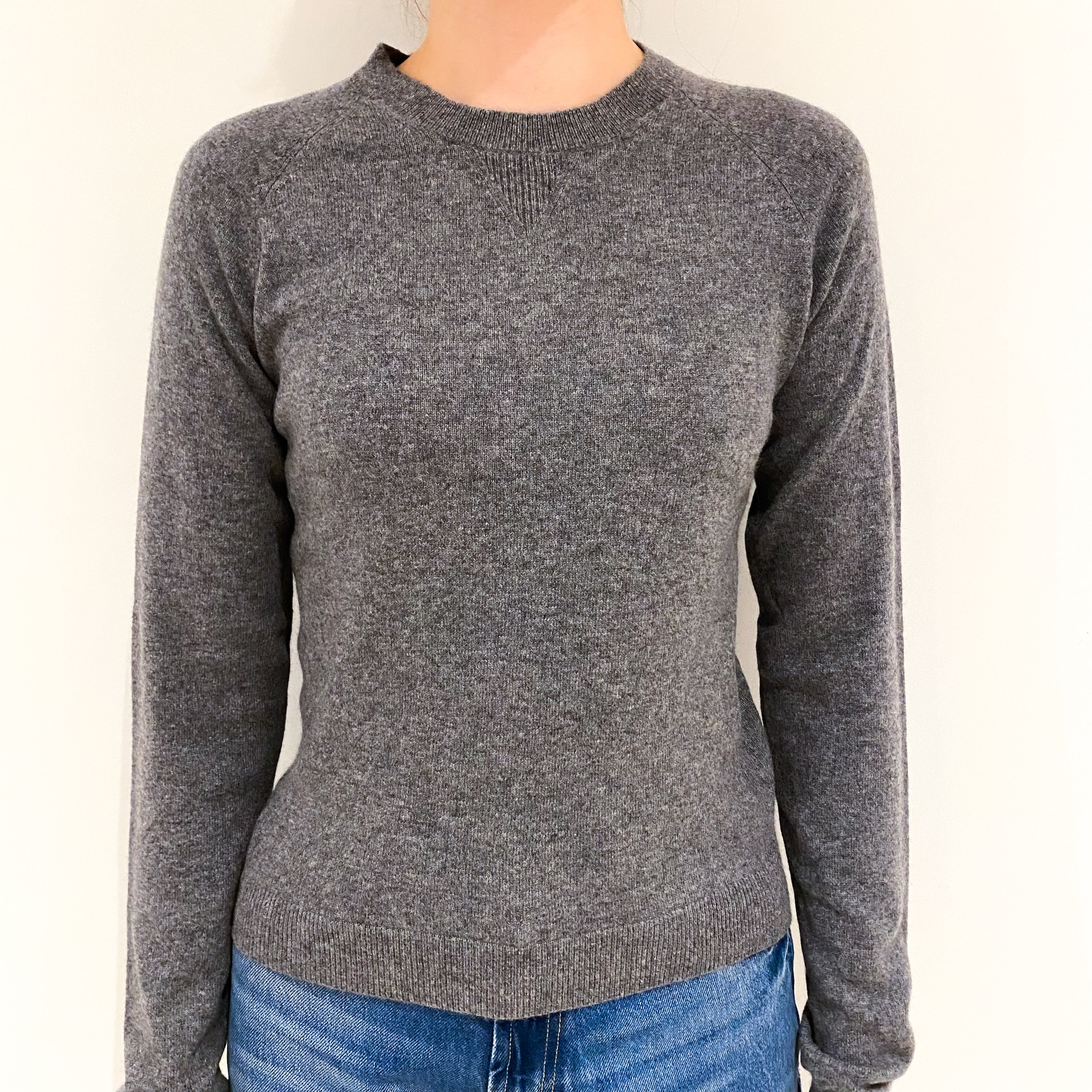 Slate Grey Cashmere Crew Neck Jumper Extra Small