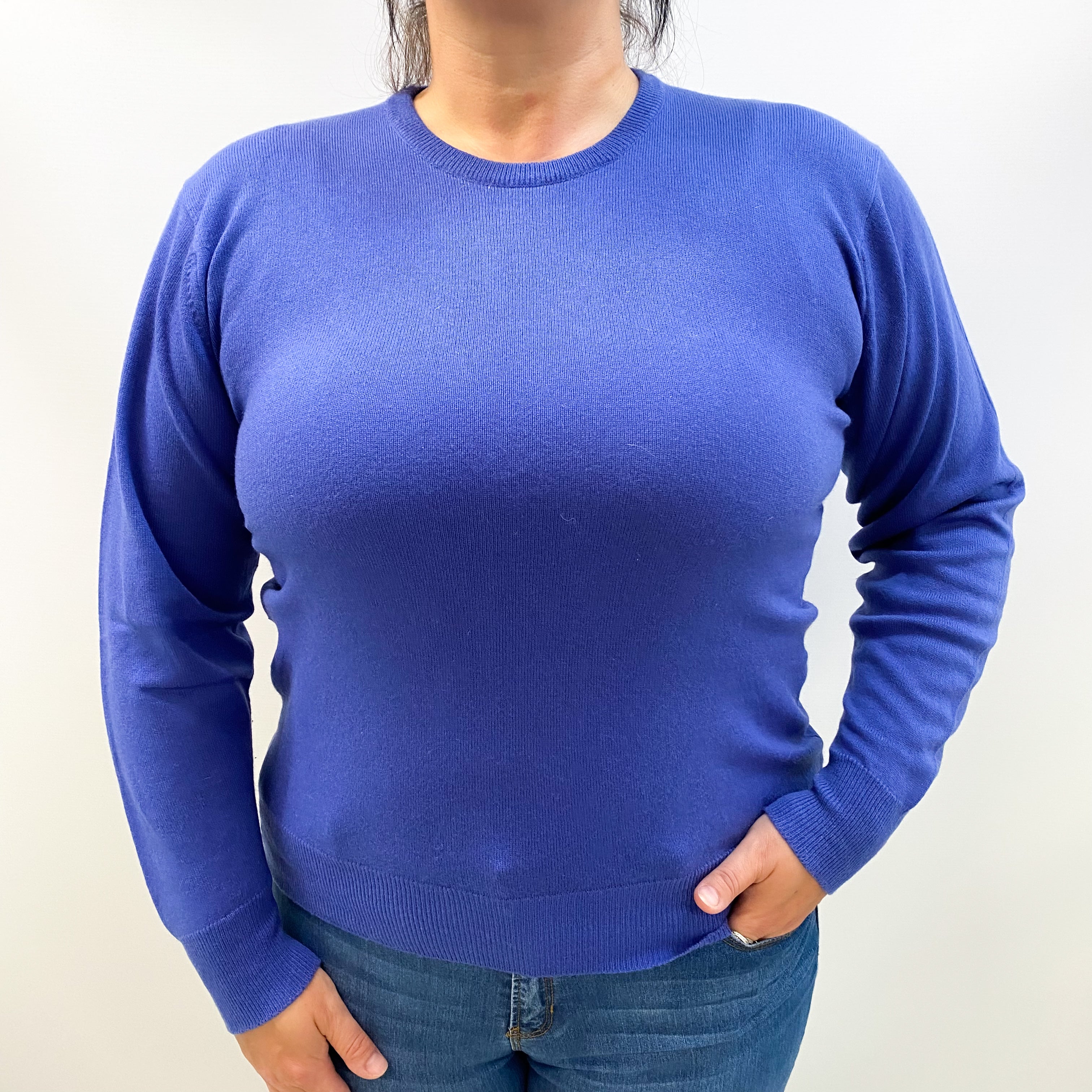 Vintage Scottish Indigo Purple Cashmere Crew Neck Jumper Large