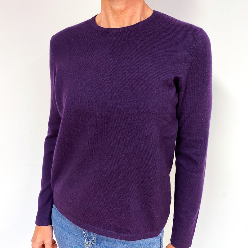 Deep Iris Purple Cashmere Crew Neck Jumper Medium