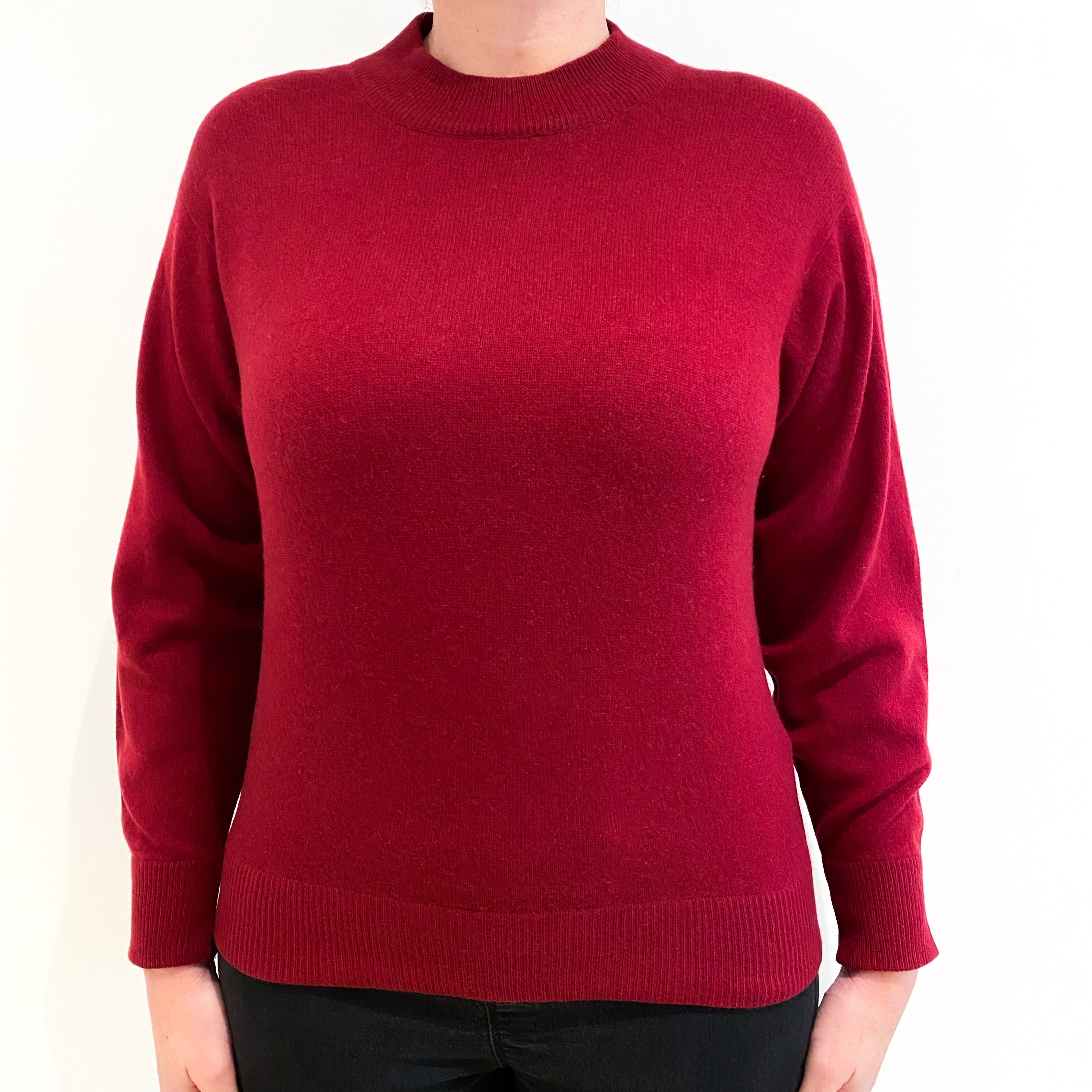 Burgundy Red Cashmere Turtle Neck Jumper Large