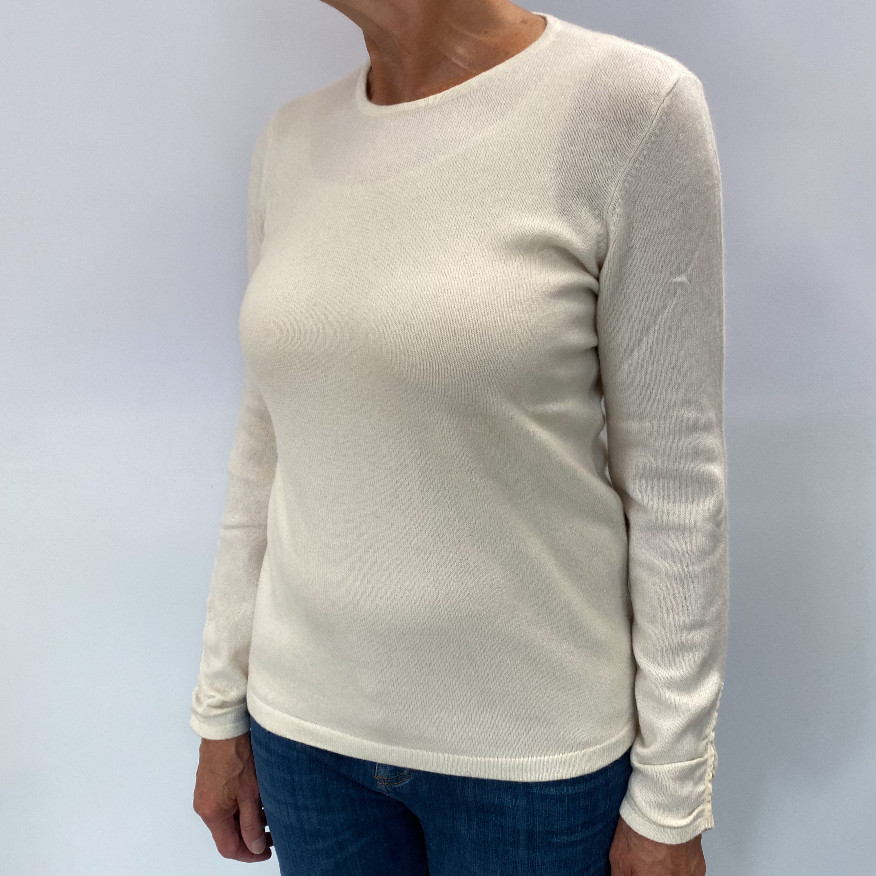 Vanilla Cream Cashmere Crew Neck Jumper Medium