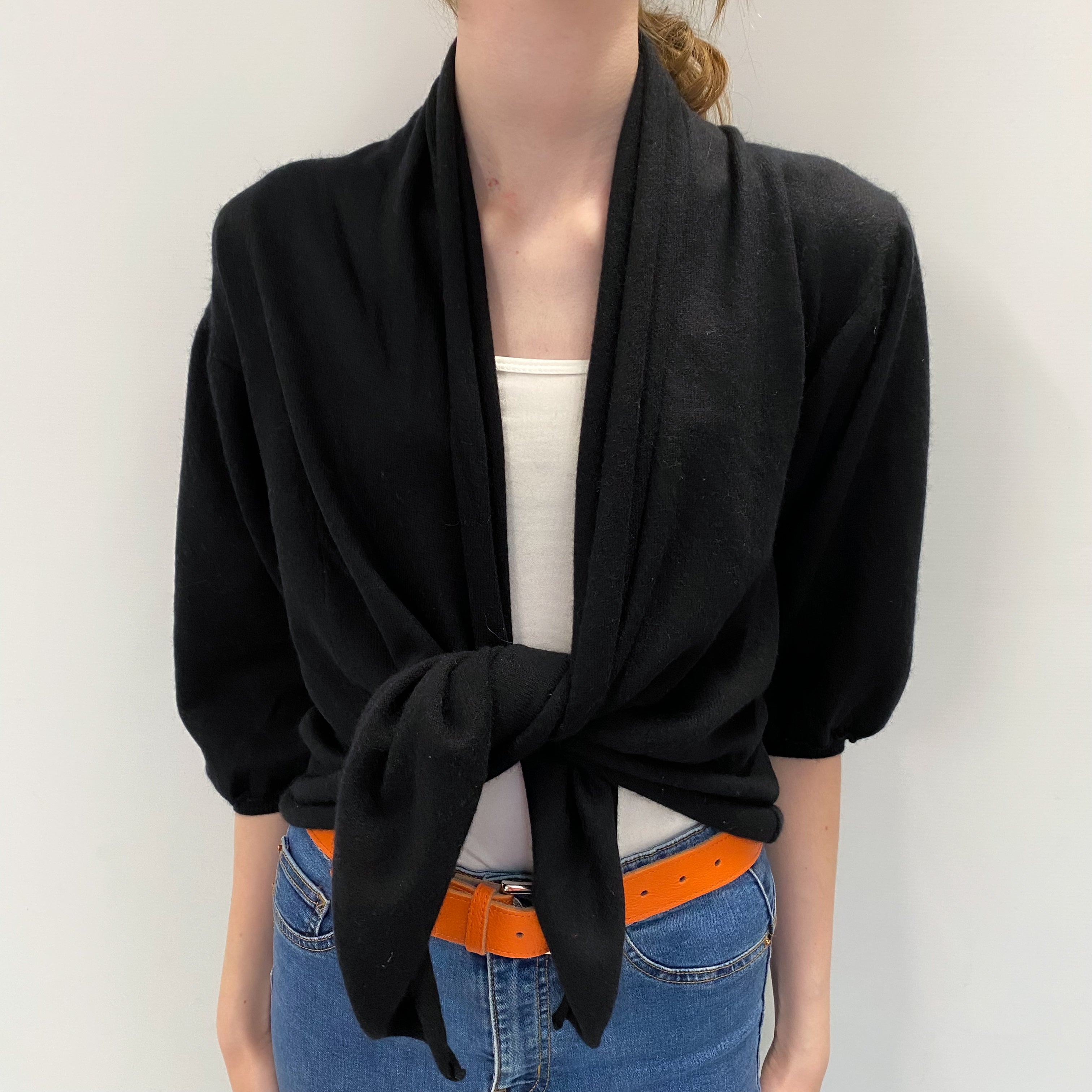 Black Cashmere Edge To Edge Cardigan Extra Small