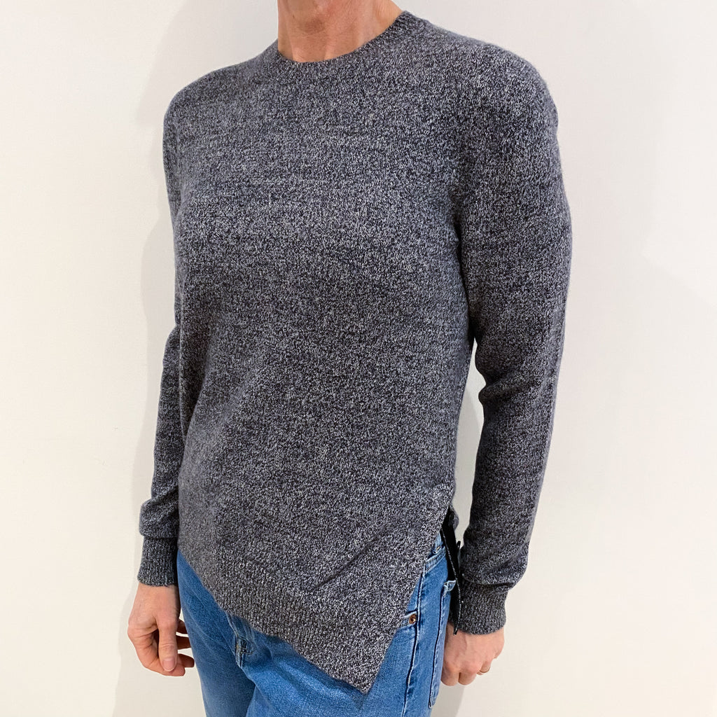 Charcoal Grey Marl Cashmere Crew Neck Jumper Small