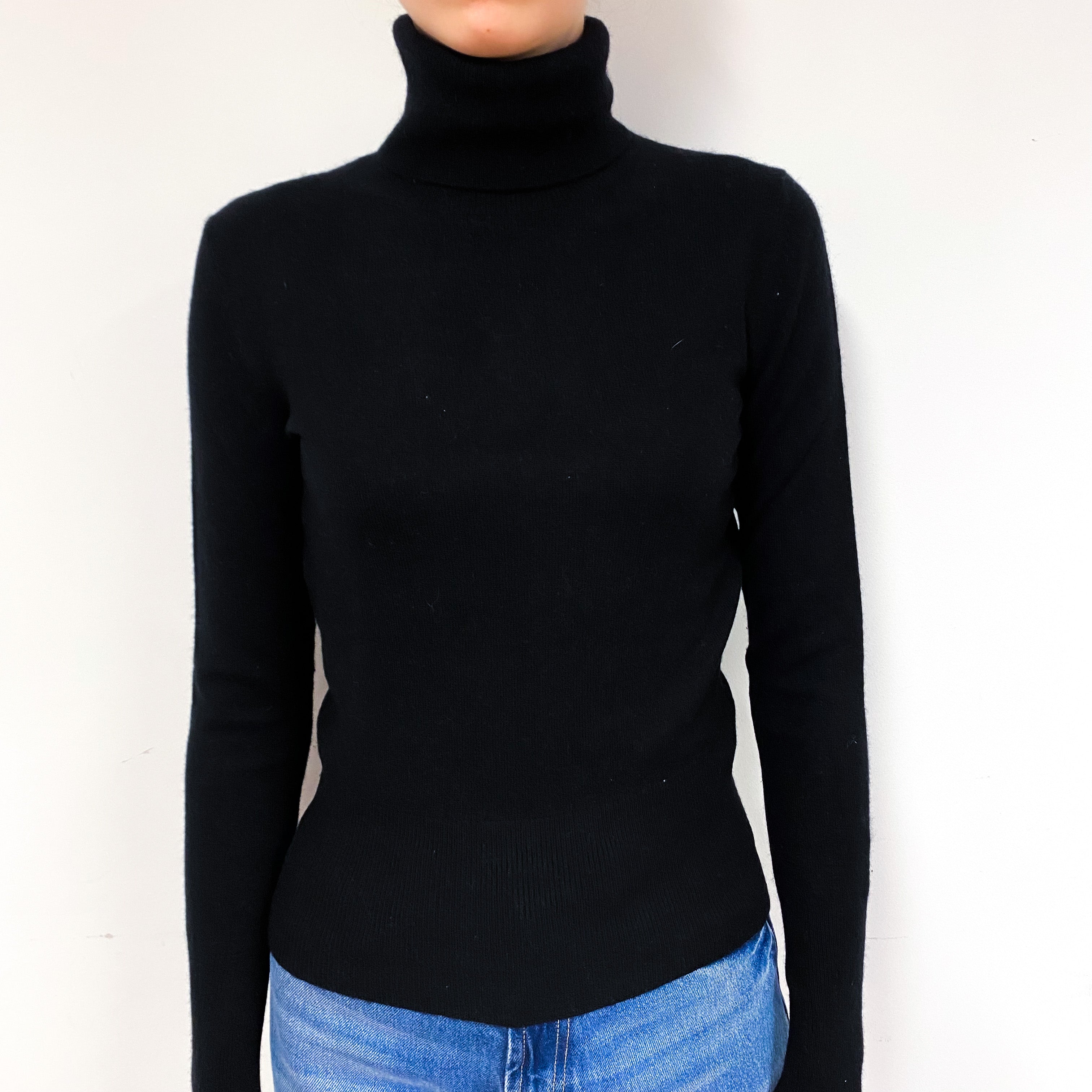 Black Cashmere Polo Neck Jumper Extra Small