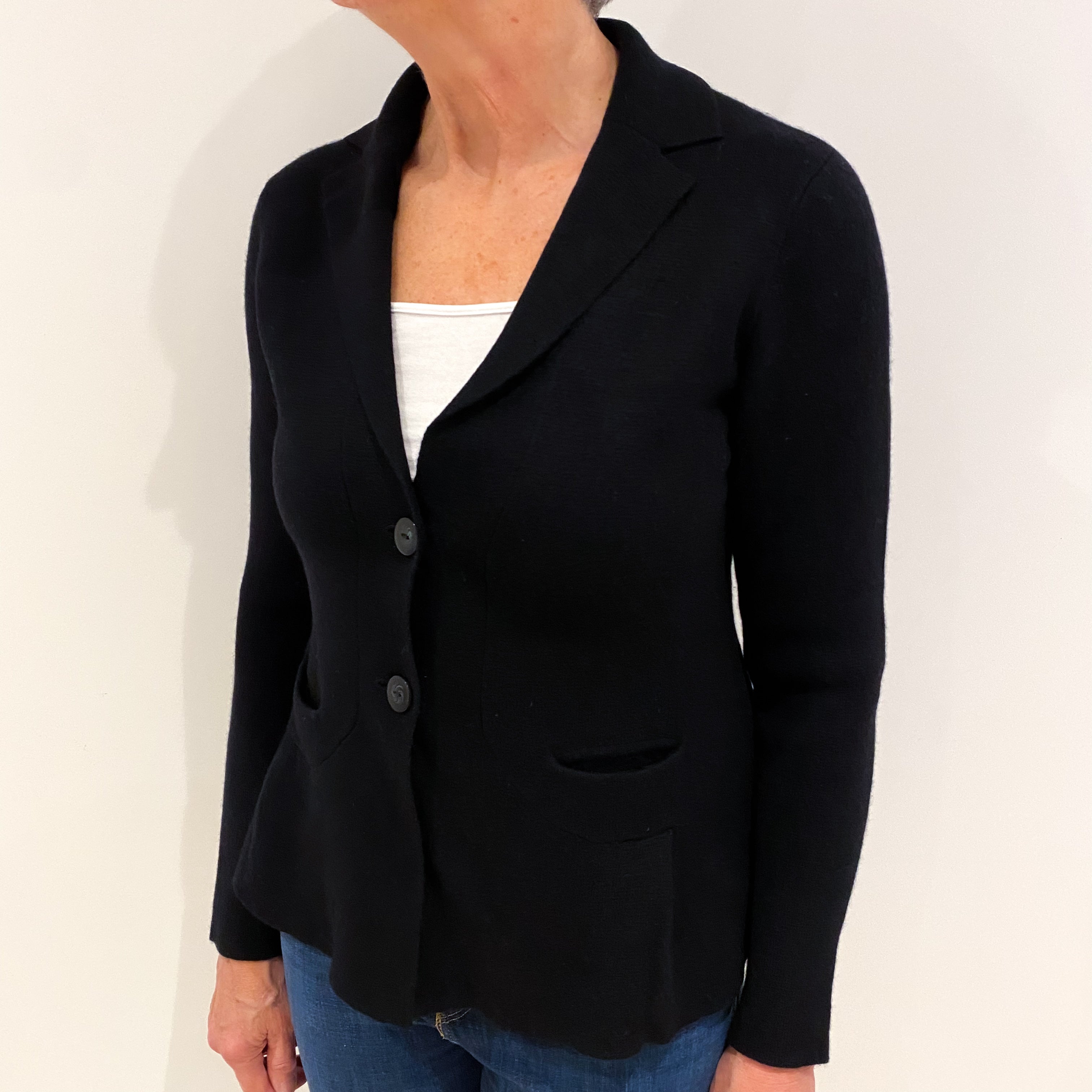 Black Cashmere V Neck Cardigan Medium