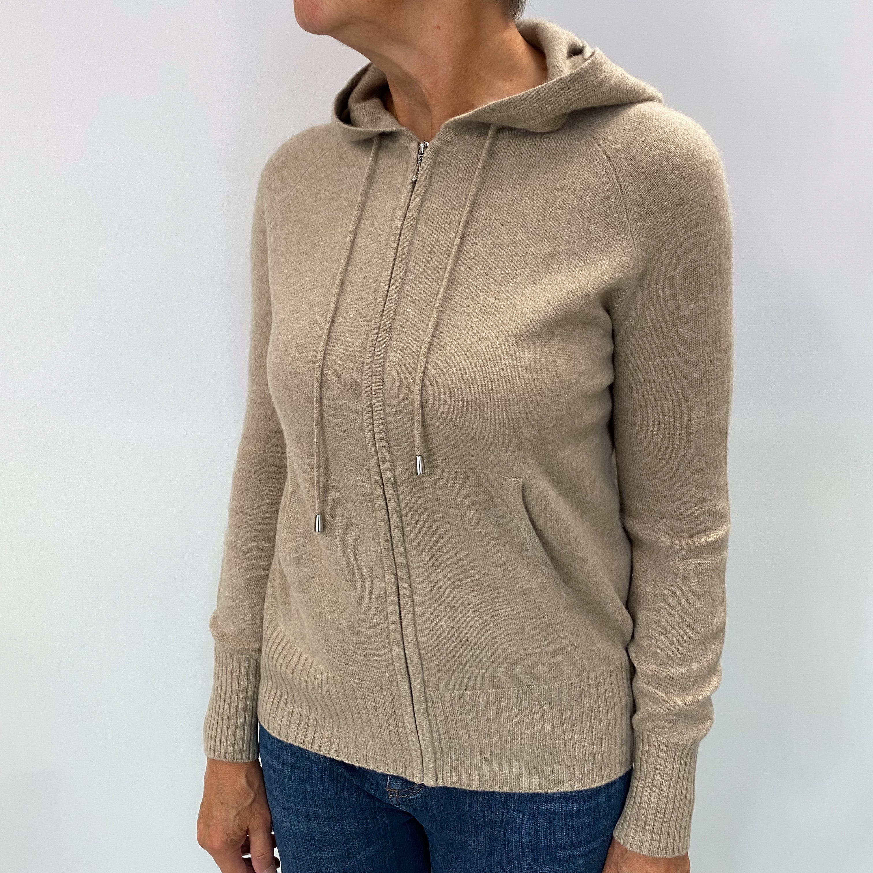 Lounge Mocha Brown Cashmere Zip Hoodie Medium