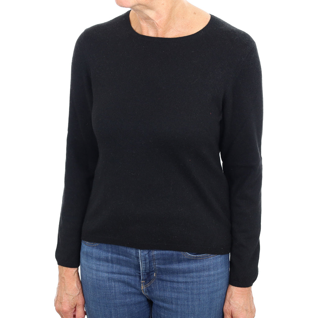 Black Cashmere Crew Neck Jumper Medium