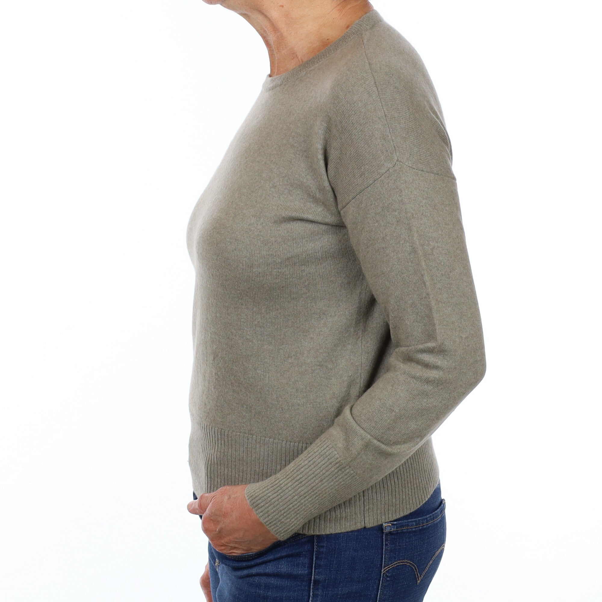 Sage Green Cashmere Crew Neck Jumper Medium