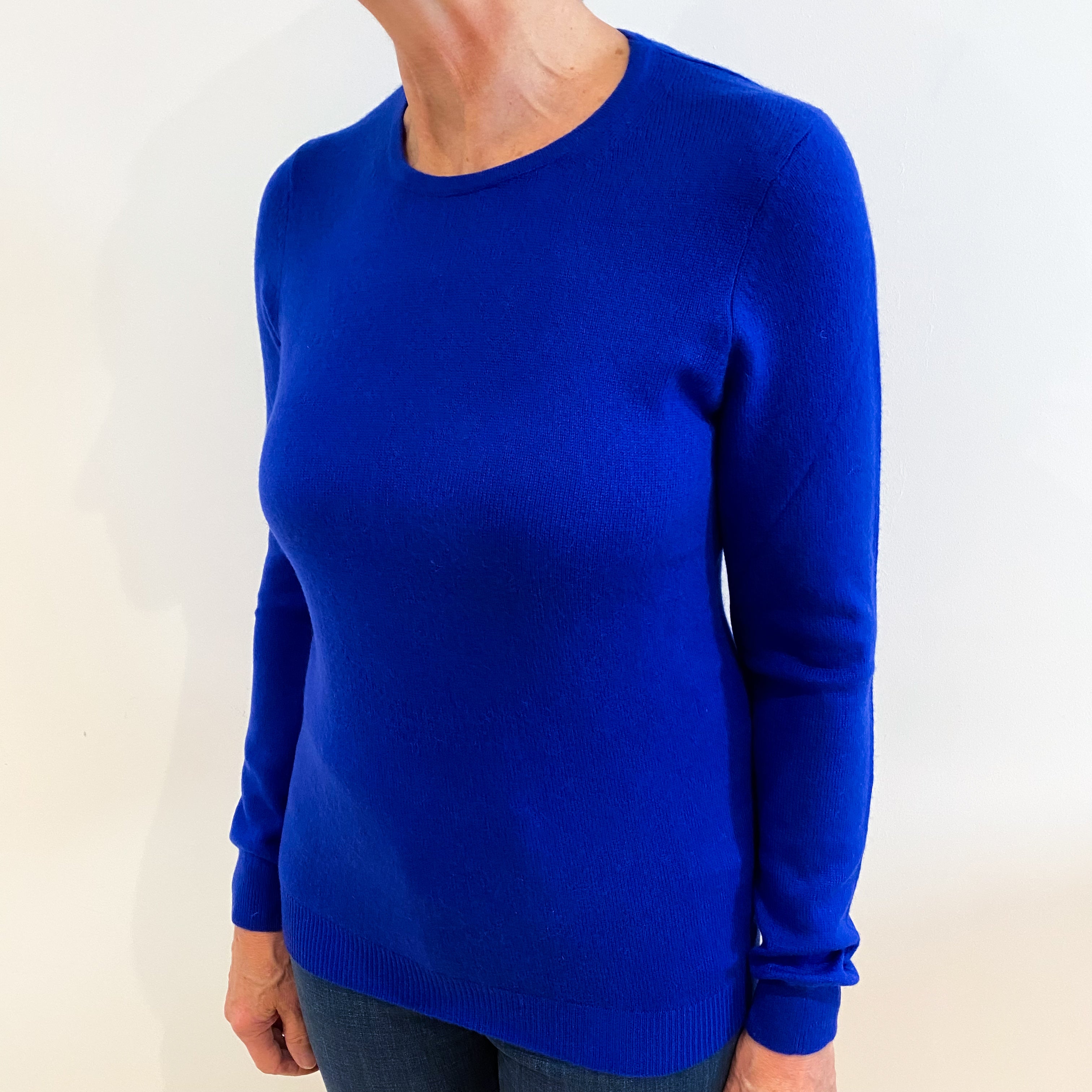 Admiral Blue Cashmere Crew Neck Jumper Medium
