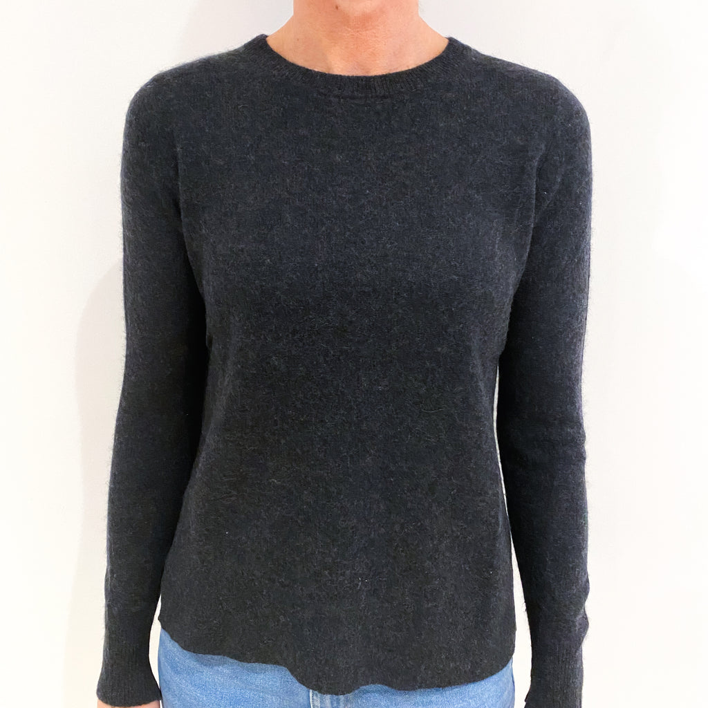Charcoal Grey Cashmere Crew Neck Jumper Small
