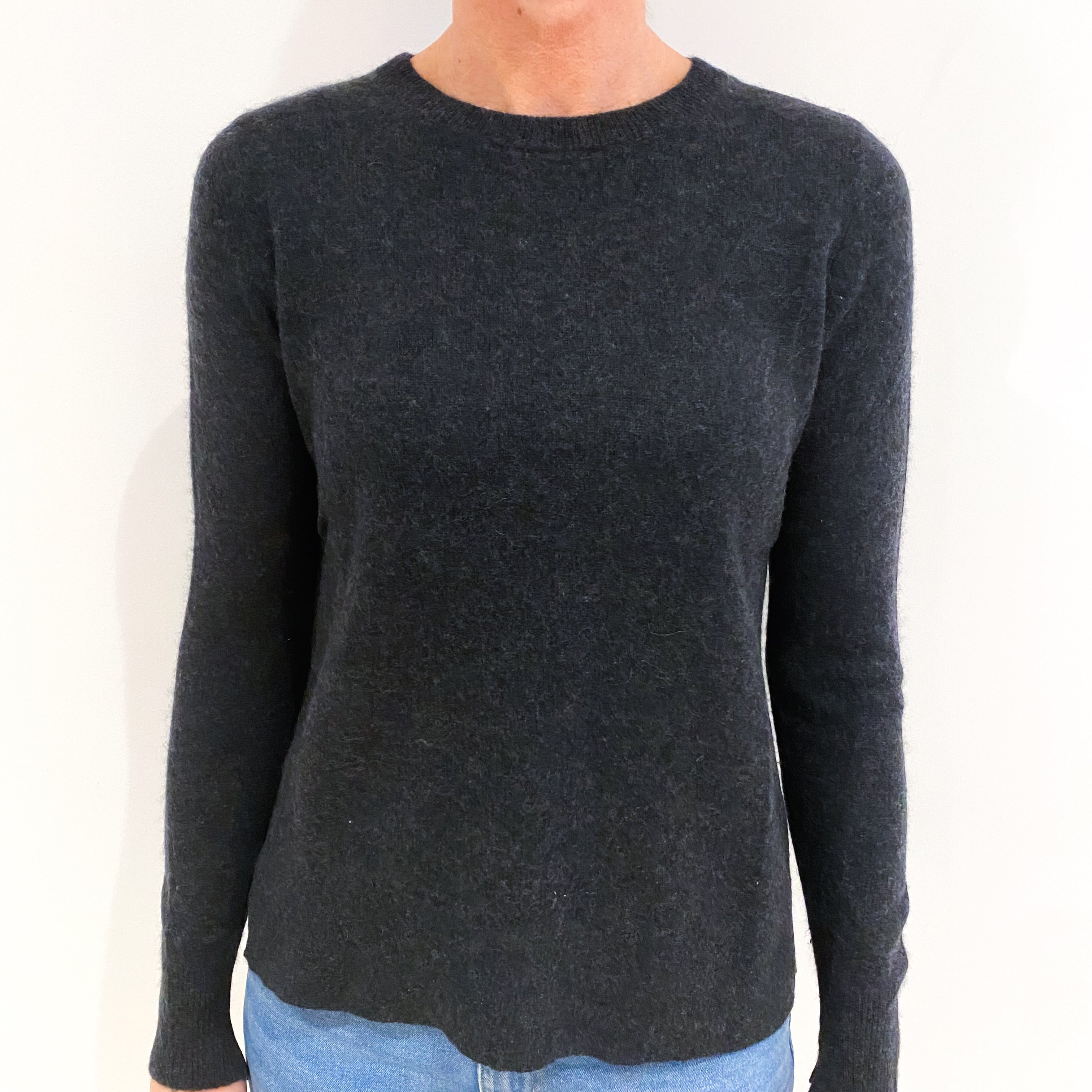 Charcoal Grey Cashmere Crew Neck Jumper Small