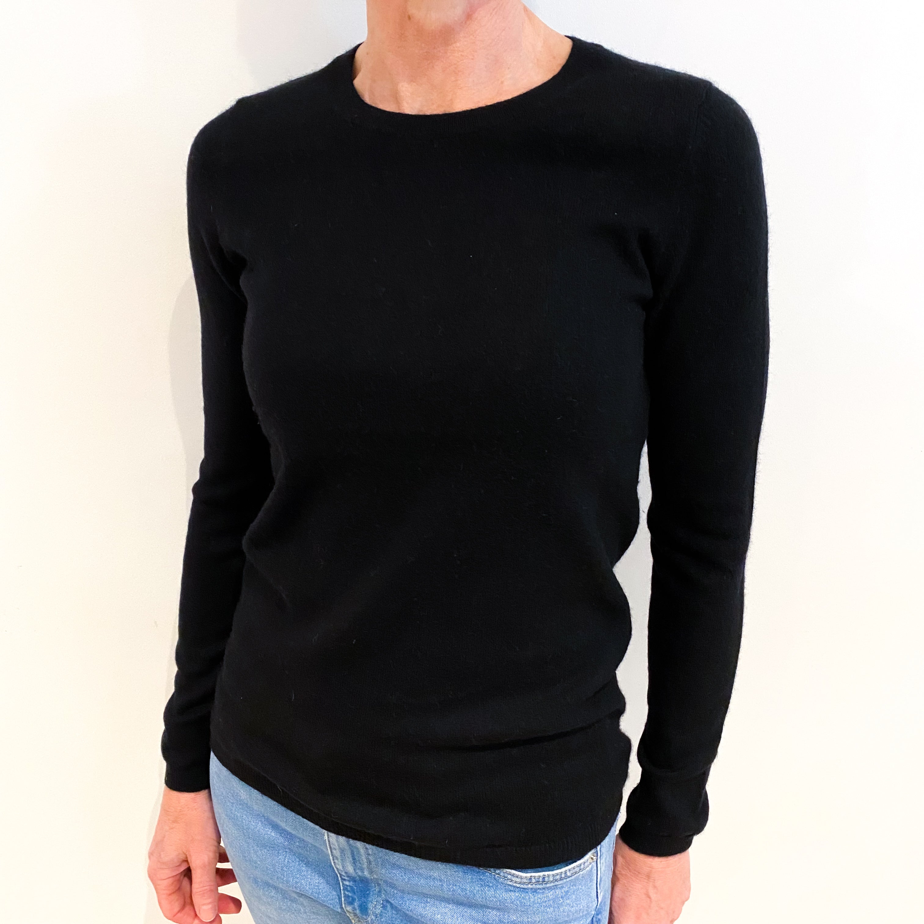 Black Cashmere Crew Neck Jumper Small